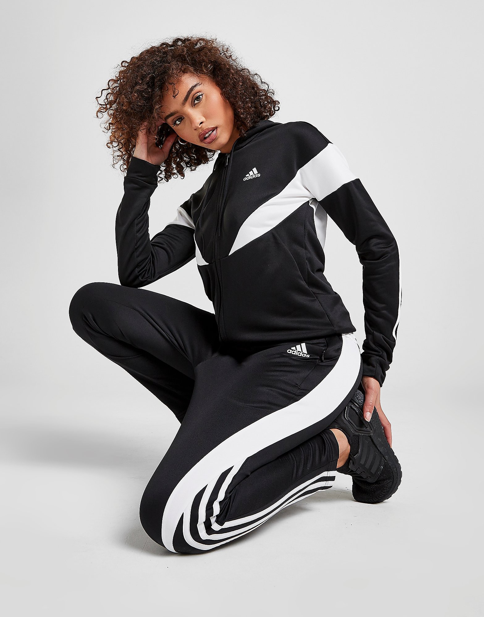 

adidas Colour Block Tracksuit - Black / White - Womens, Black / White