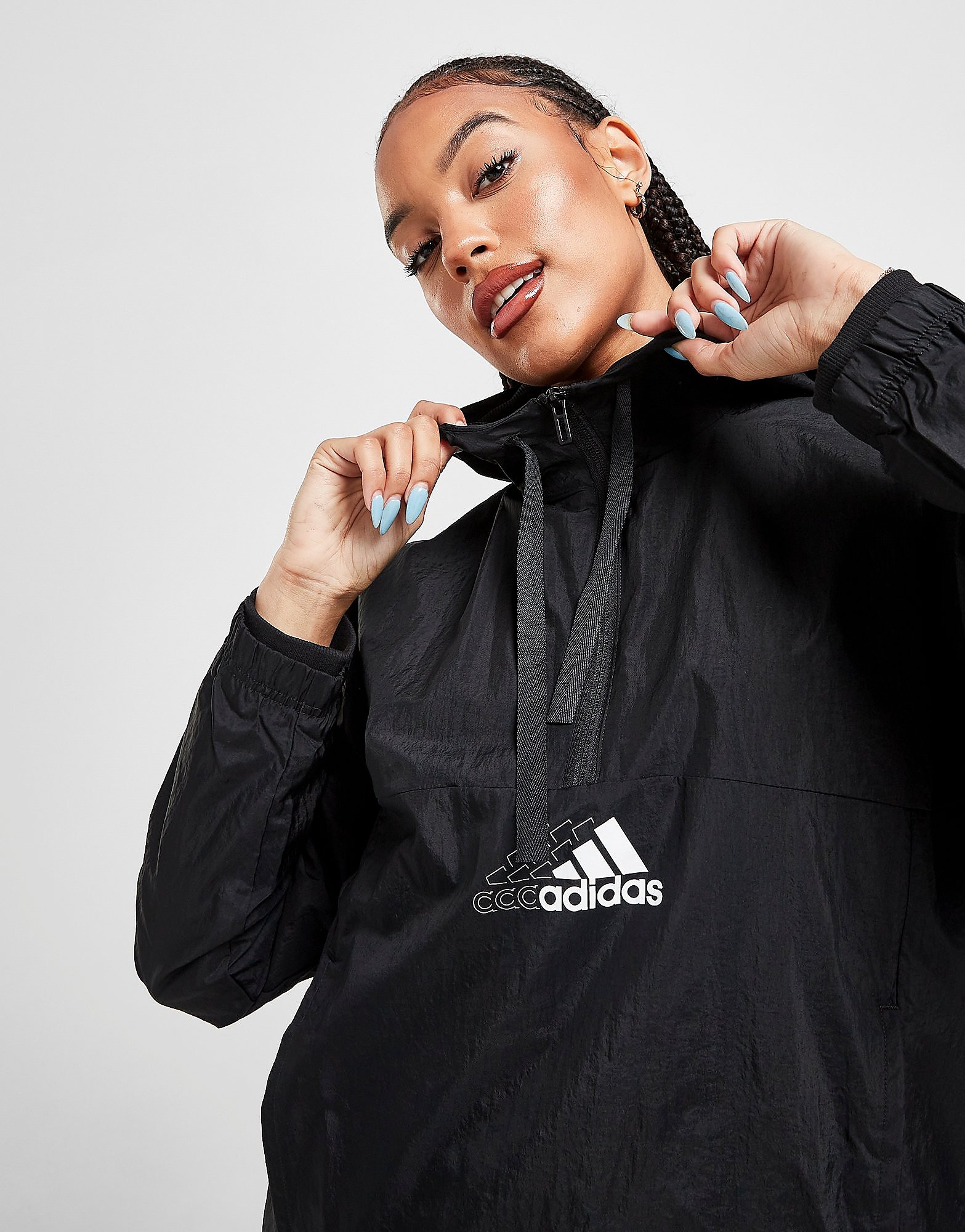 

adidas Badge of Sport Woven 1/4 Zip Jacket - Black - Womens, Black