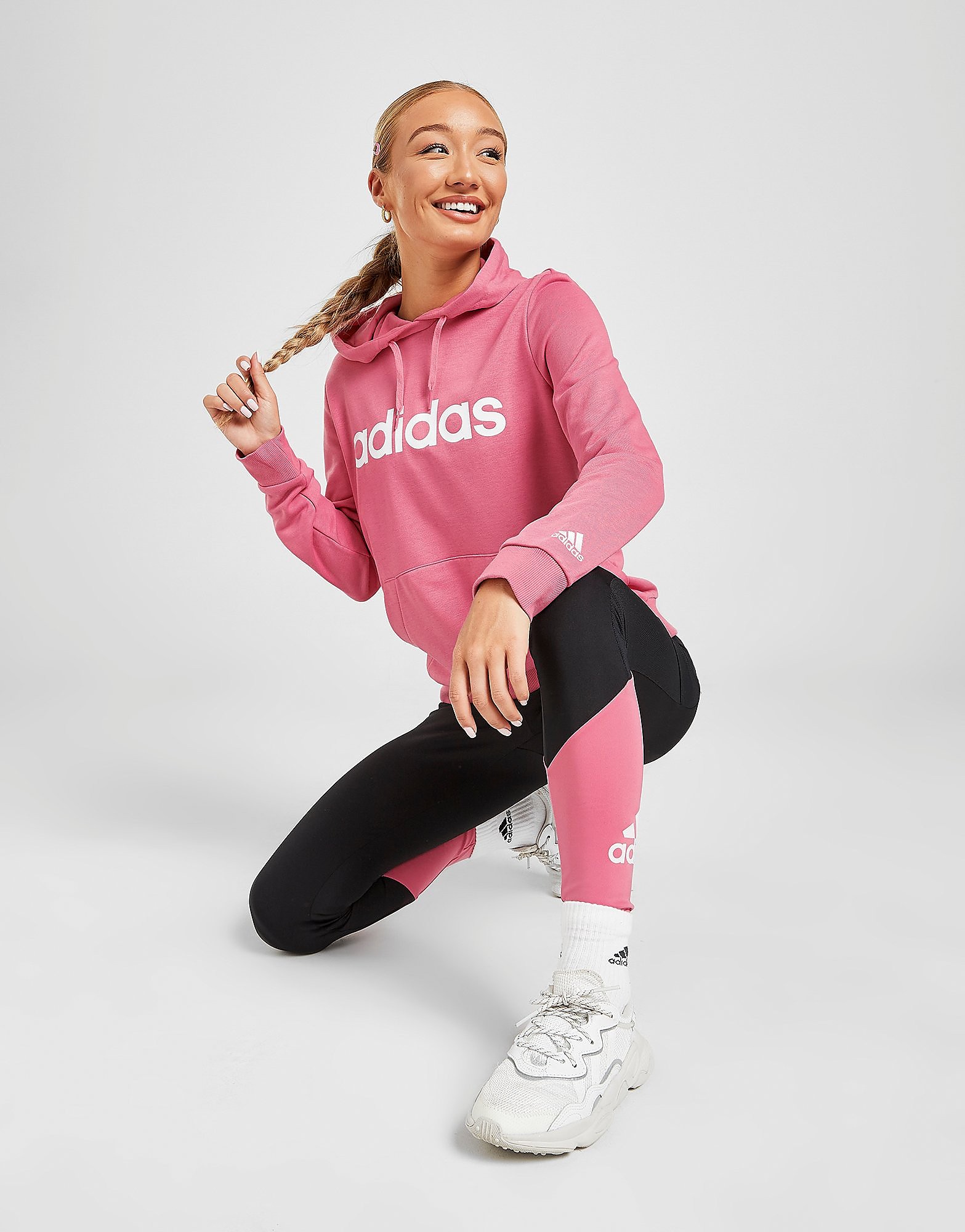 

adidas Core Linear Overhead Hoodie - Pink - Womens, Pink