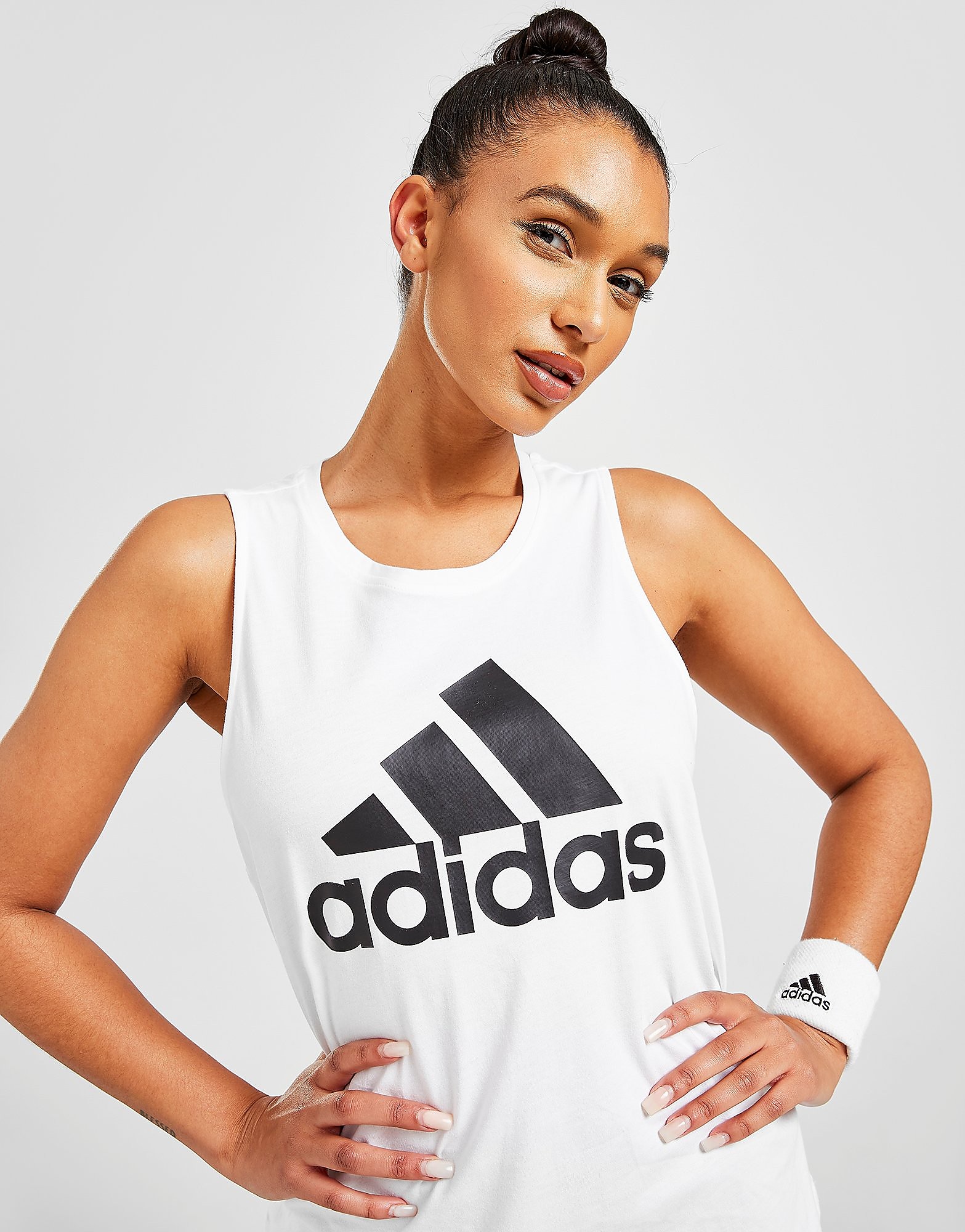 

adidas Essentials Big Logo Tank Top - White / Black - Womens, White / Black