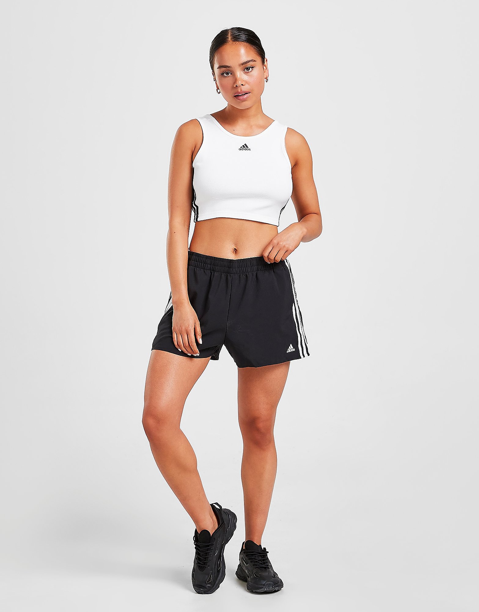 

adidas 3-Stripes Badge Of Sport Woven Shorts - Black / White - Womens, Black / White