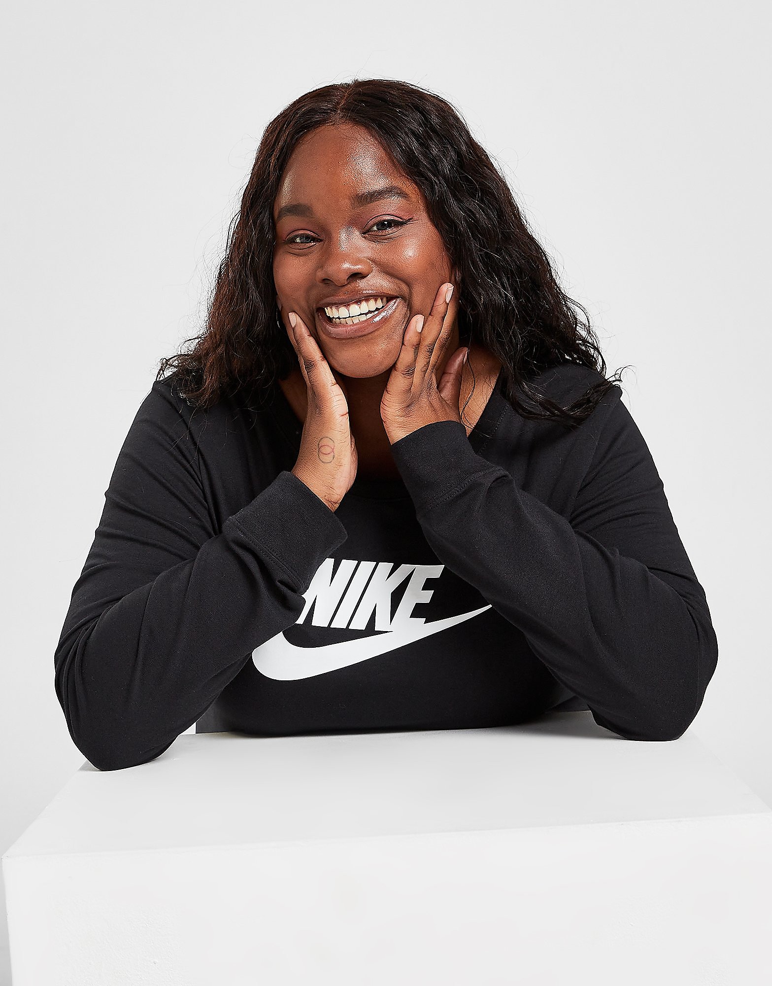 

Nike Futura Plus Size Long Sleeve T-Shirt - Black/White - Womens, Black/White