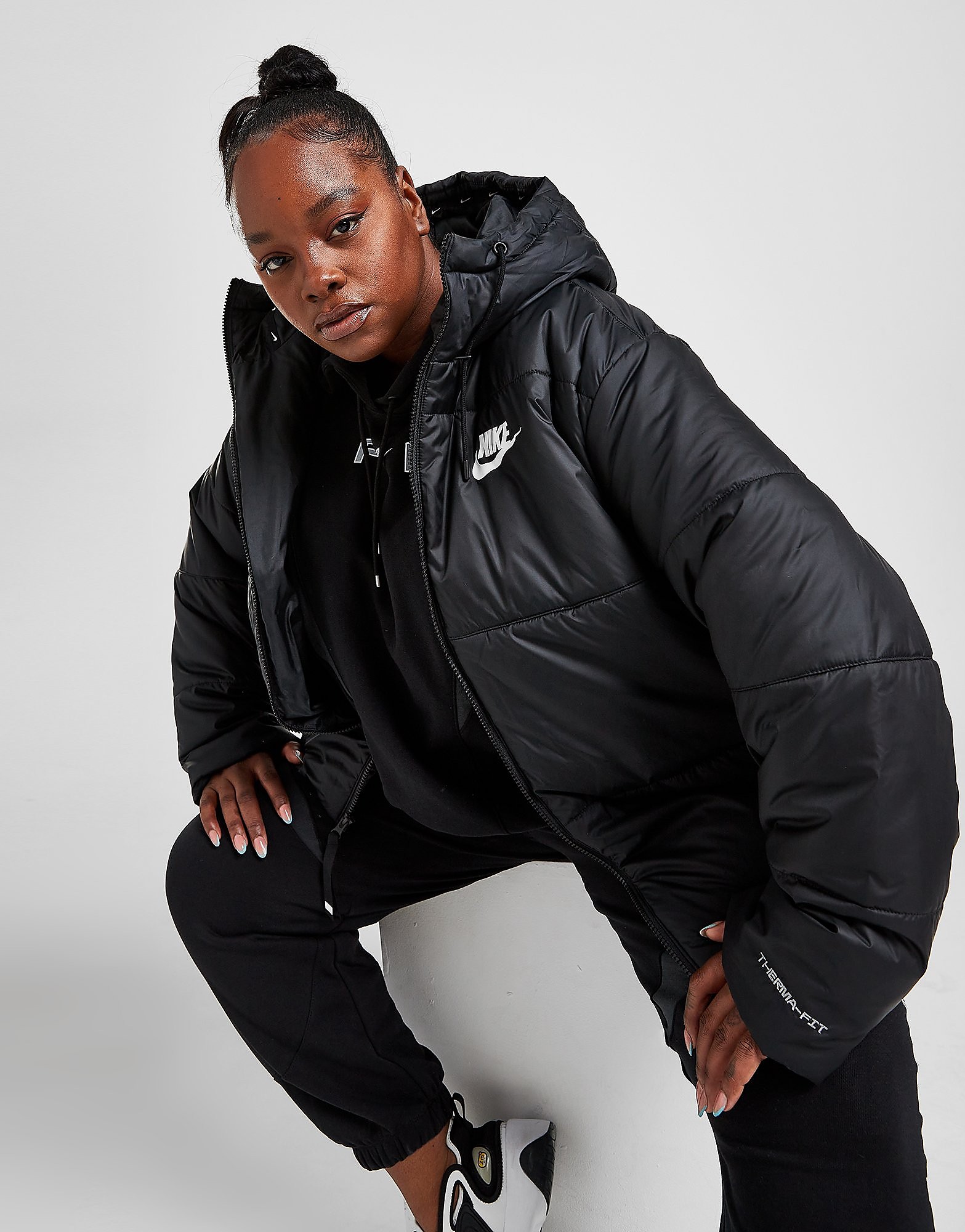 

Nike Plus Size Tape Jacket - Black/Black/White - Womens, Black/Black/White