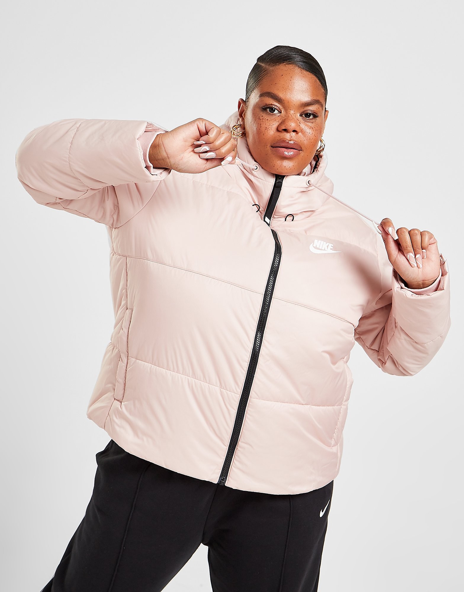 

Nike Plus Size Tape Jacket - Pink Oxford/Black/White - Womens, Pink Oxford/Black/White