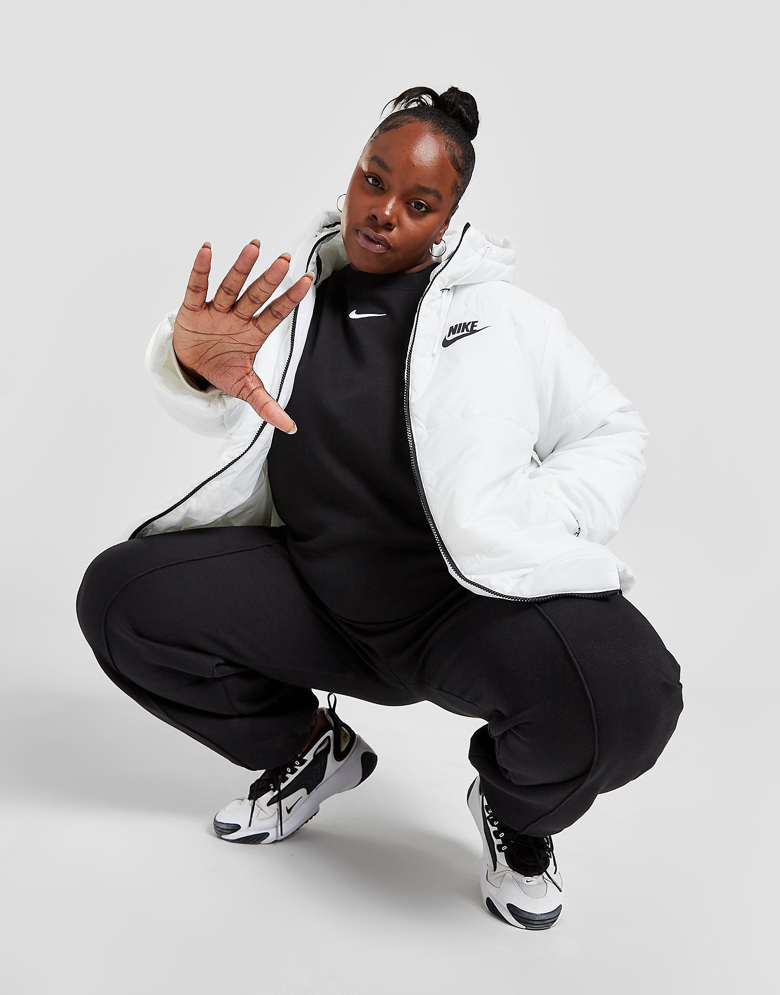 

Nike Plus Size Tape Jacket - White/Black/Black - Womens, White/Black/Black