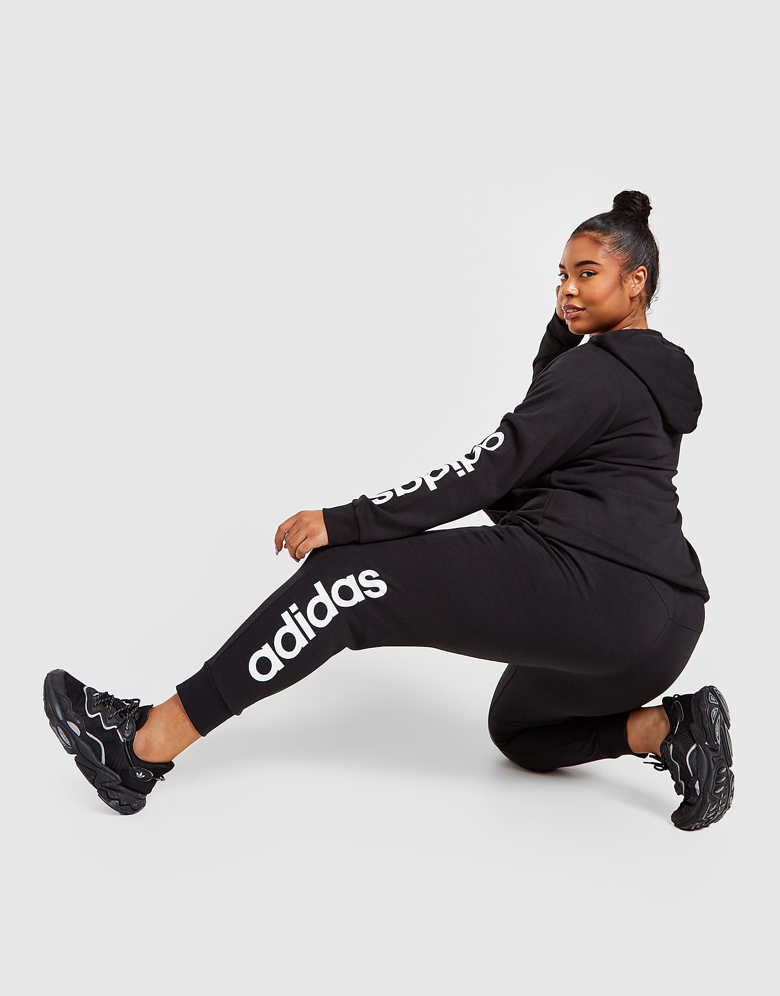 

adidas Plus Size Core Linear Joggers - Black / White - Womens, Black / White