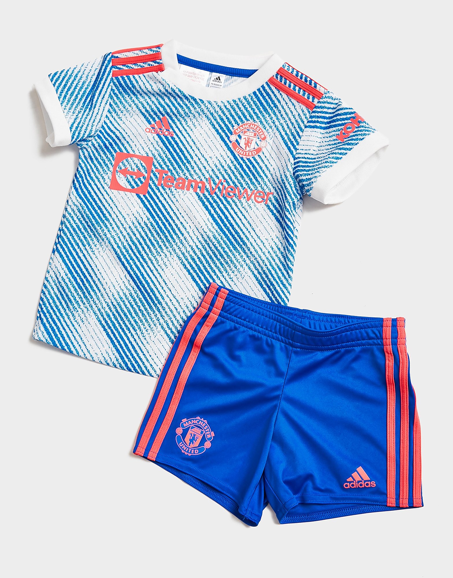 

adidas Manchester United FC 2021/22 Away Kit Infant - Cloud White / Glow Blue/Blue - Kids, Cloud White / Glow Blue/Blue
