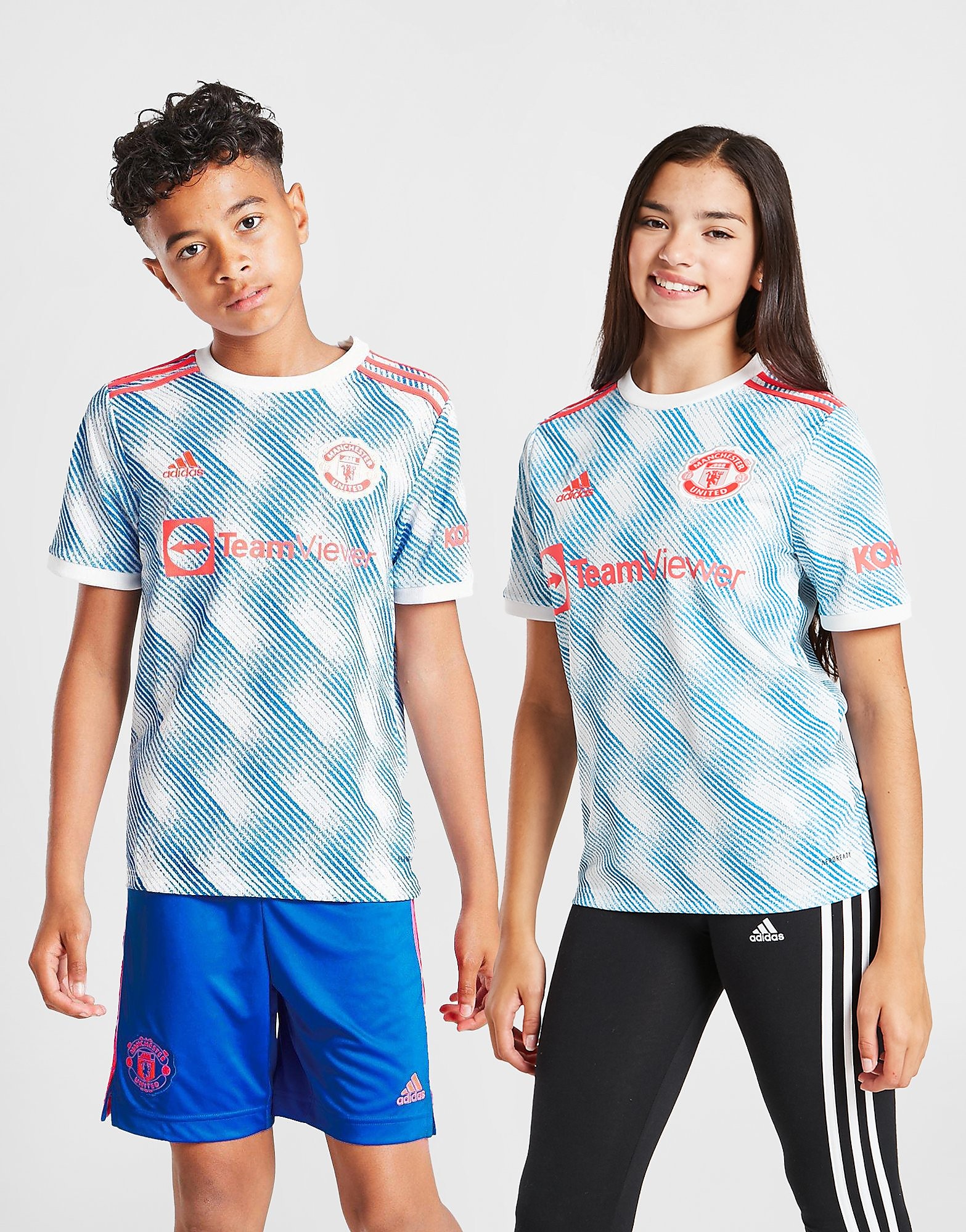

adidas Manchester United FC Away Shirt Junior - Cloud White/Blue - Kids, Cloud White/Blue
