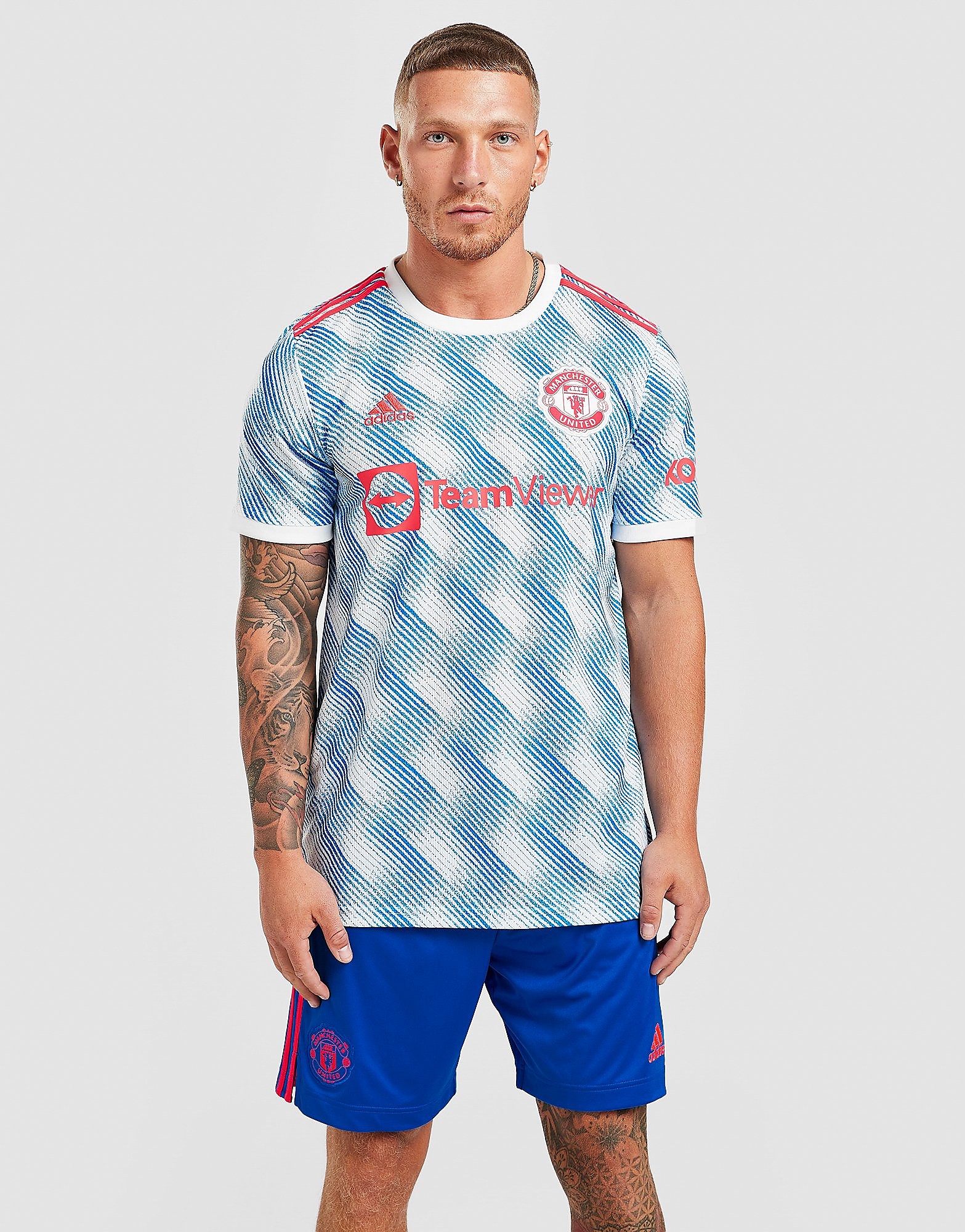 

adidas Manchester United FC 2021/22 Away Shorts - Glow Blue - Mens, Glow Blue
