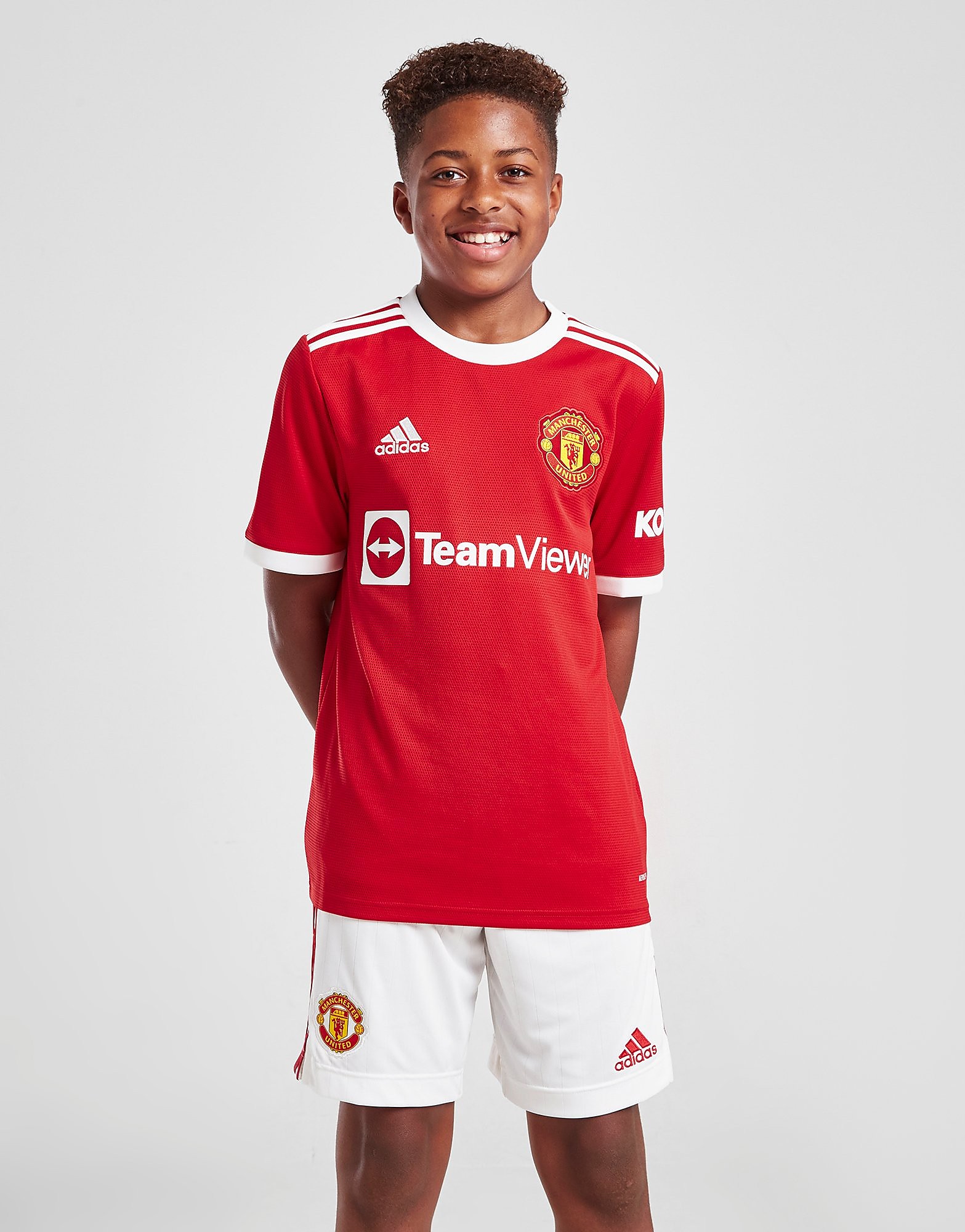 

adidas Manchester United 2021/22 Home Shorts Junior - Cloud White - Kids, Cloud White