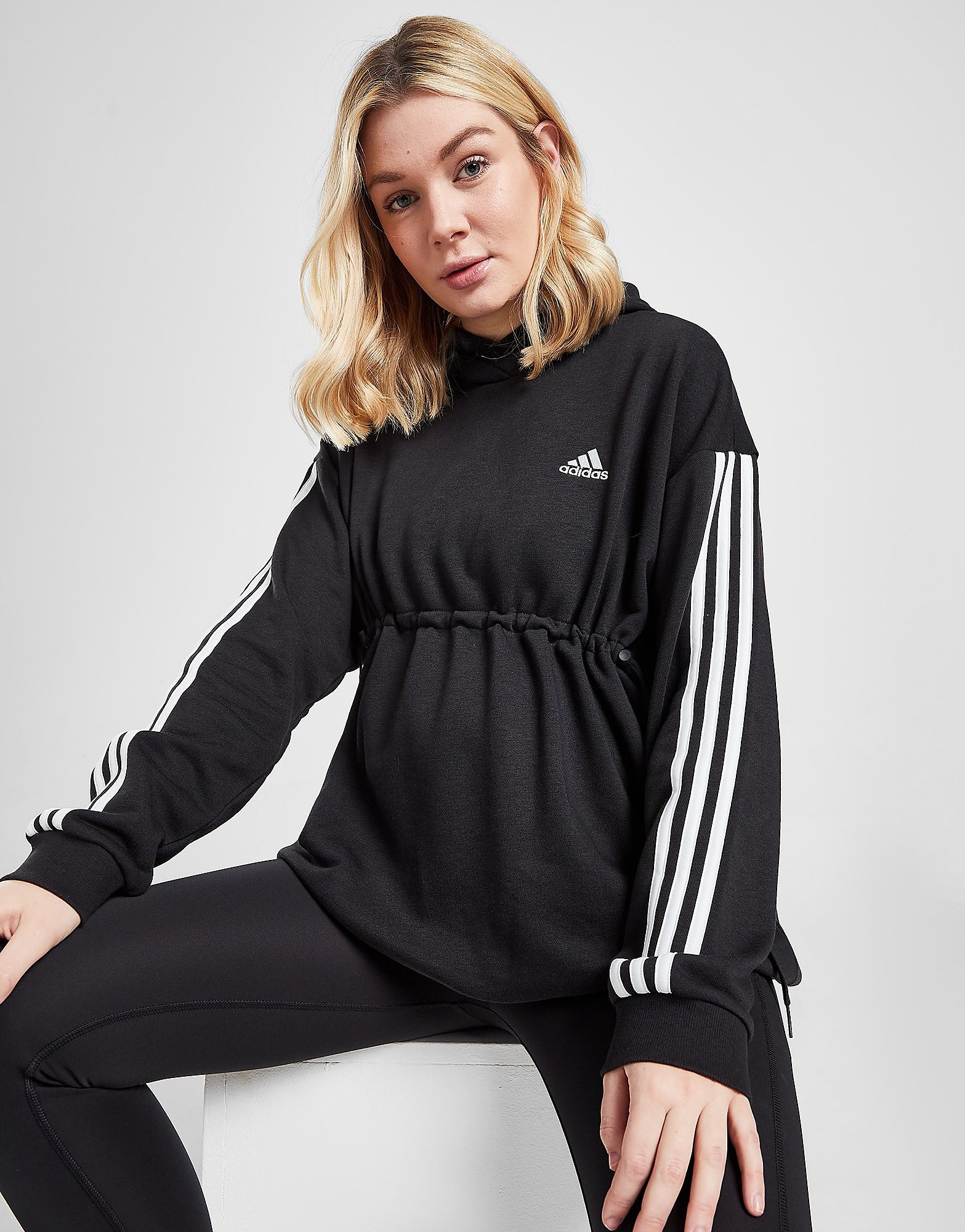 

adidas Maternity Badge Of Sport 3-Stripes Overhead Hoodie - Black / White - Womens, Black / White