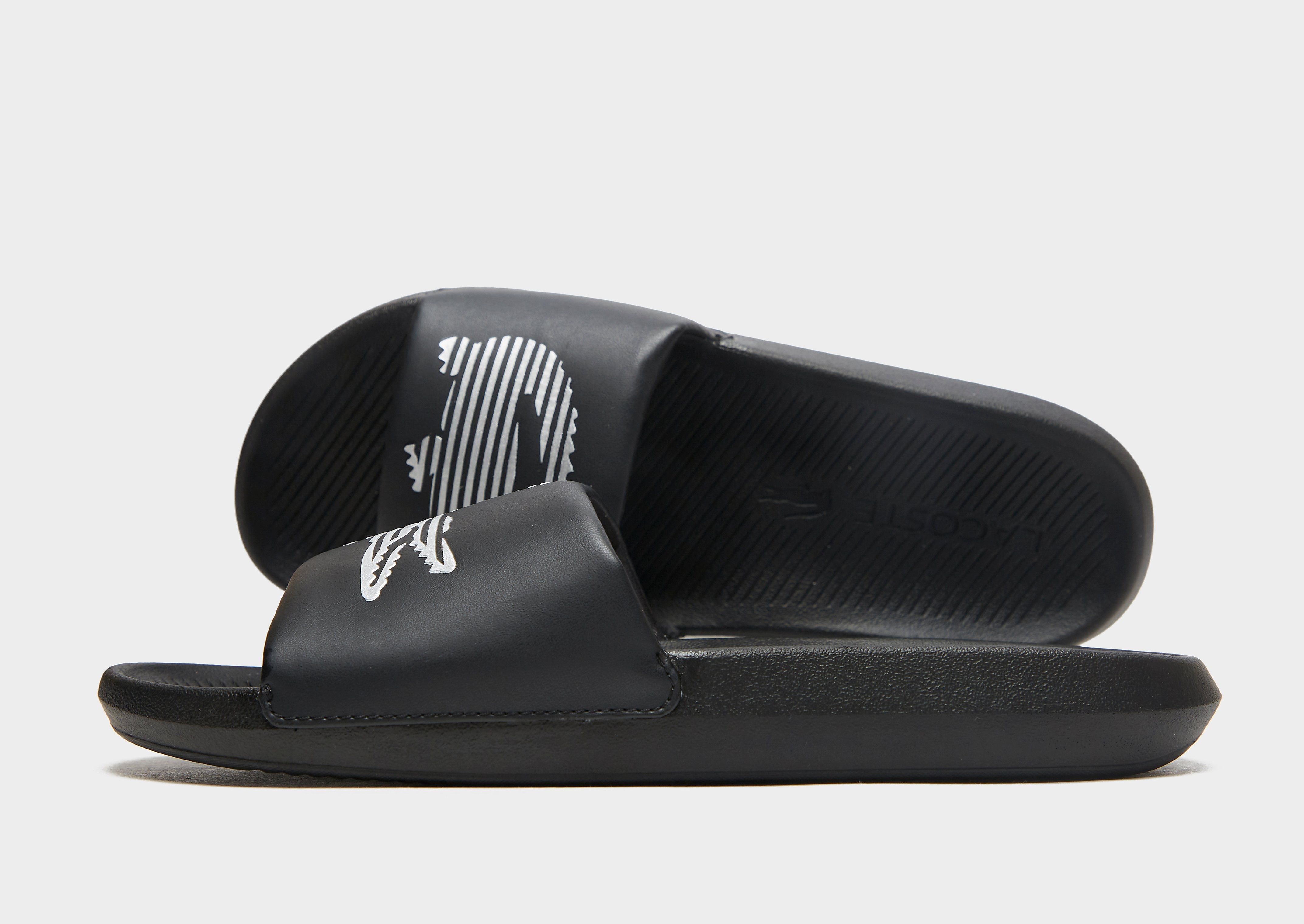 Lacoste Croco Slides - Black - Mens, Black