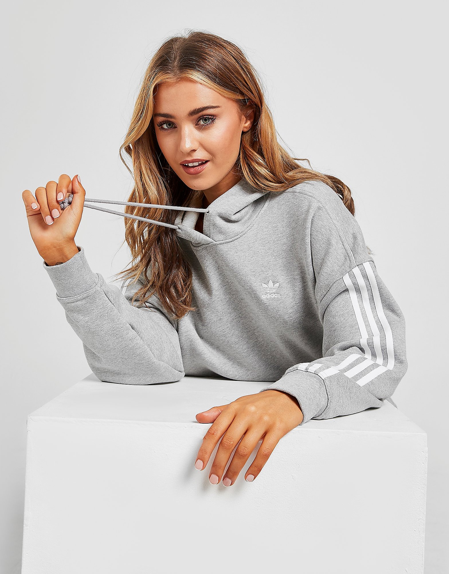 

adidas Originals 3-Stripes Oversized Hoodie - Grey - Womens, Grey