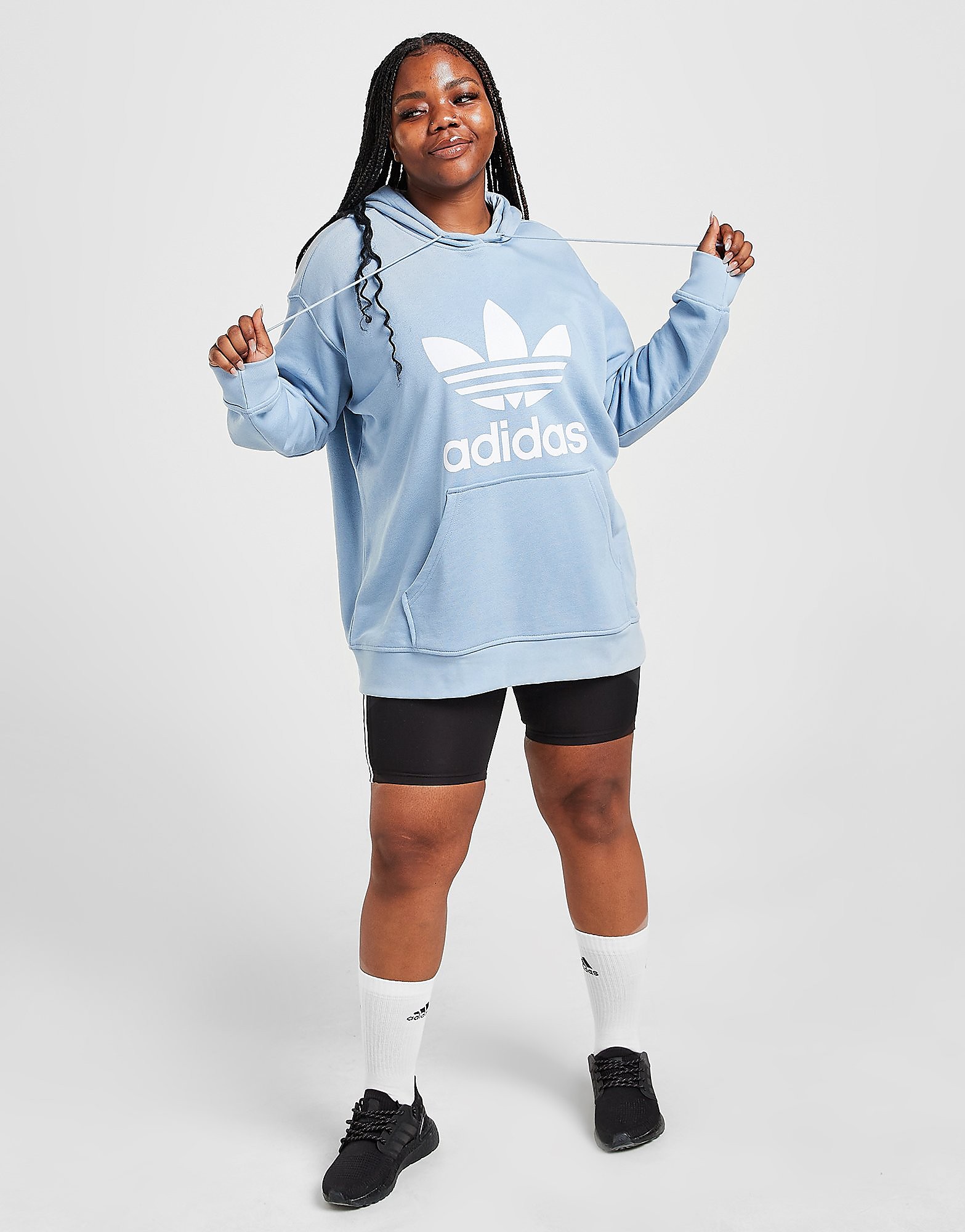 

adidas Originals Plus Size Overhead Trefoil Hoodie - Ambient Sky - Womens, Ambient Sky