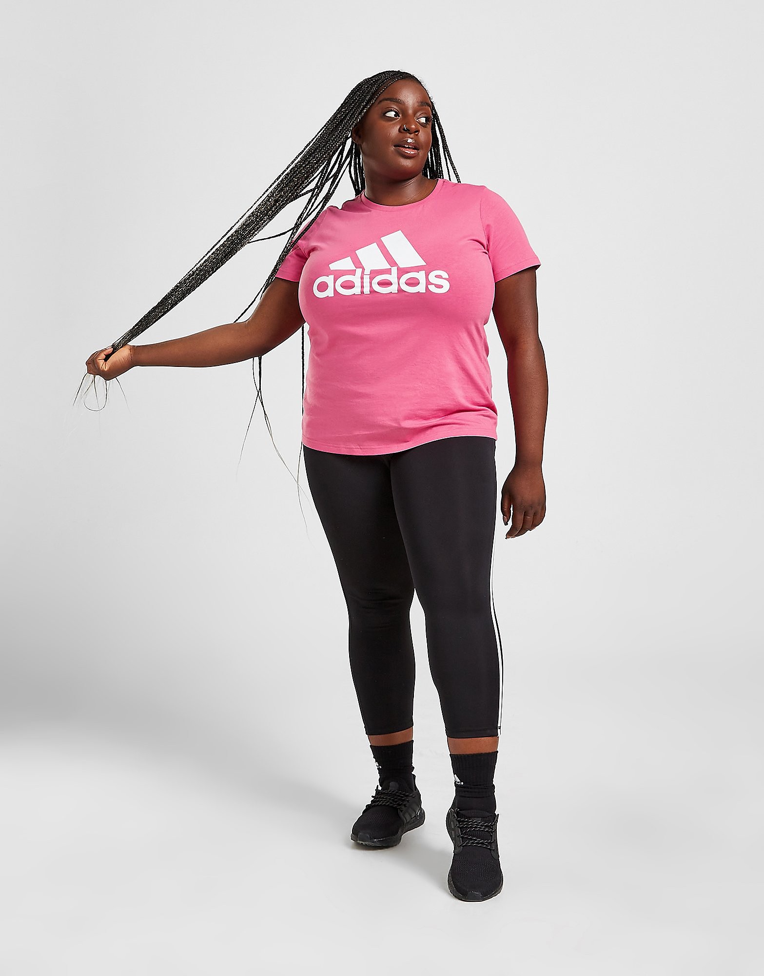 

adidas Core Badge Of Sport Plus Size T-Shirt - Rose Tone / White - Womens, Rose Tone / White