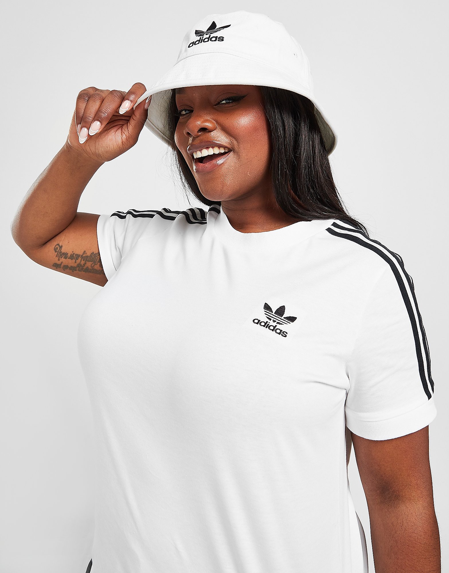 

adidas Originals 3-Stripes California Plus Size T-Shirt - White - Womens, White
