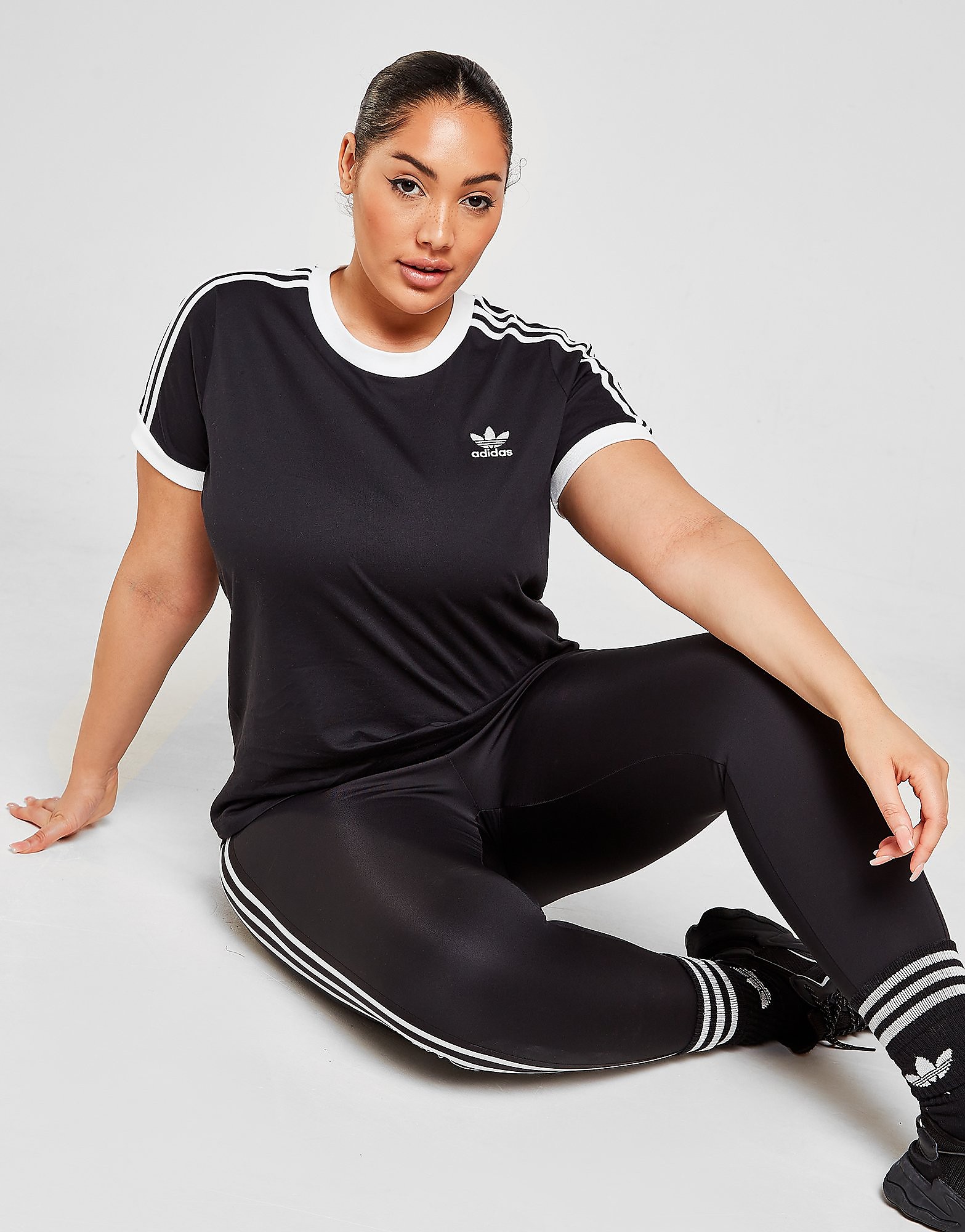 

adidas Originals 3-Stripes California Plus Size T-Shirt - Black - Womens, Black
