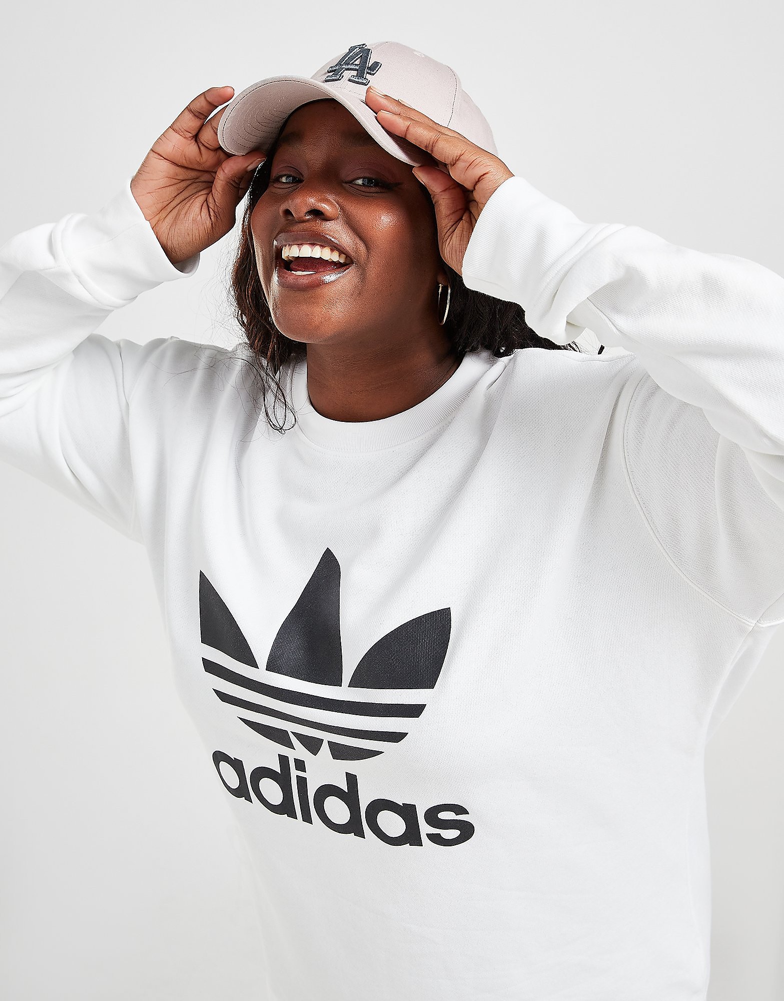 

adidas Originals Trefoil Plus Size Crew Sweatshirt - White - Womens, White
