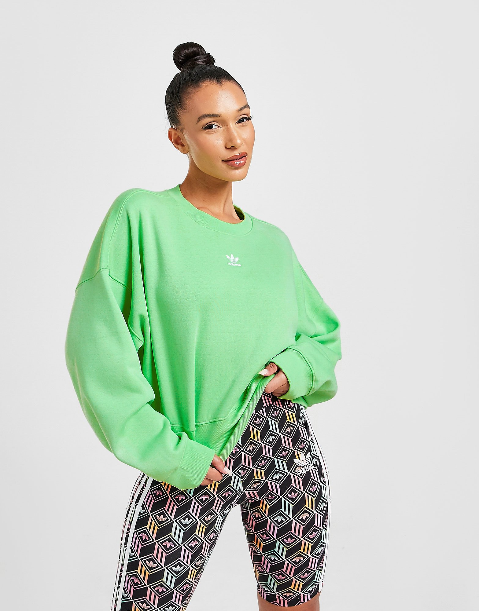 

adidas Originals Essential Crop Crew Sweatshirt - Green - Womens, Green