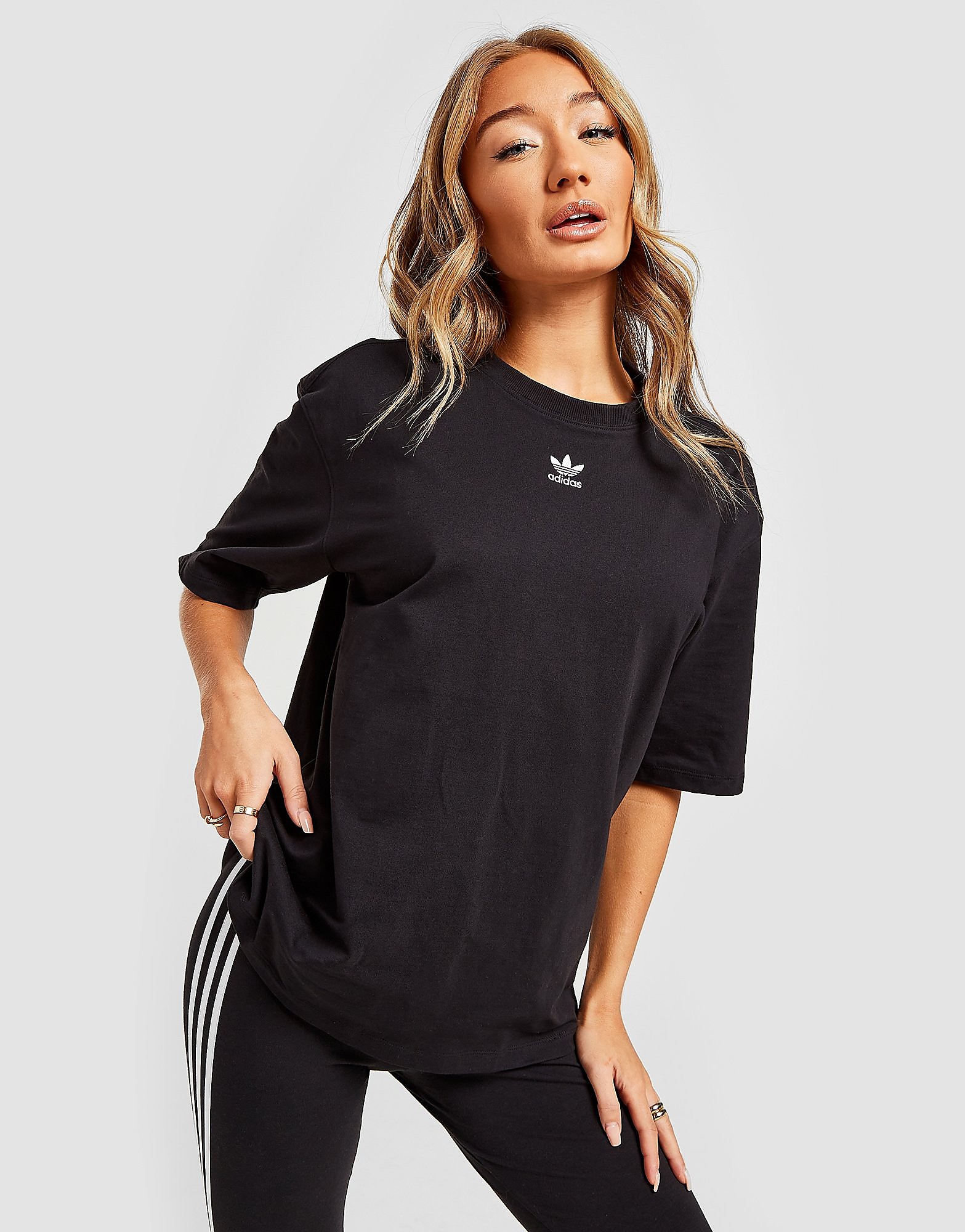 

adidas Originals Essential Oversized T-Shirt - Black / White - Womens, Black / White