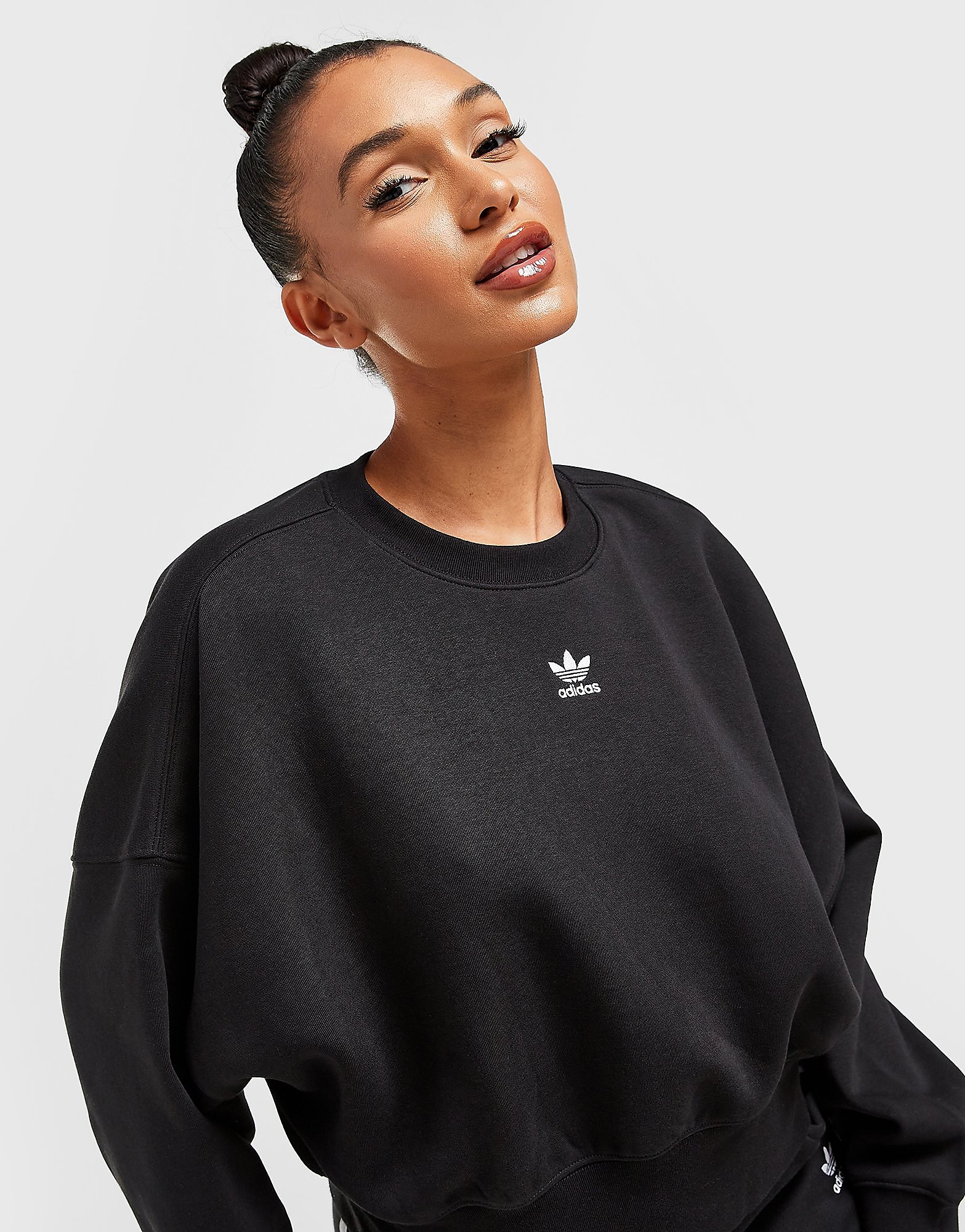 

adidas Originals Essential Crop Crew Sweatshirt - Black - Womens, Black