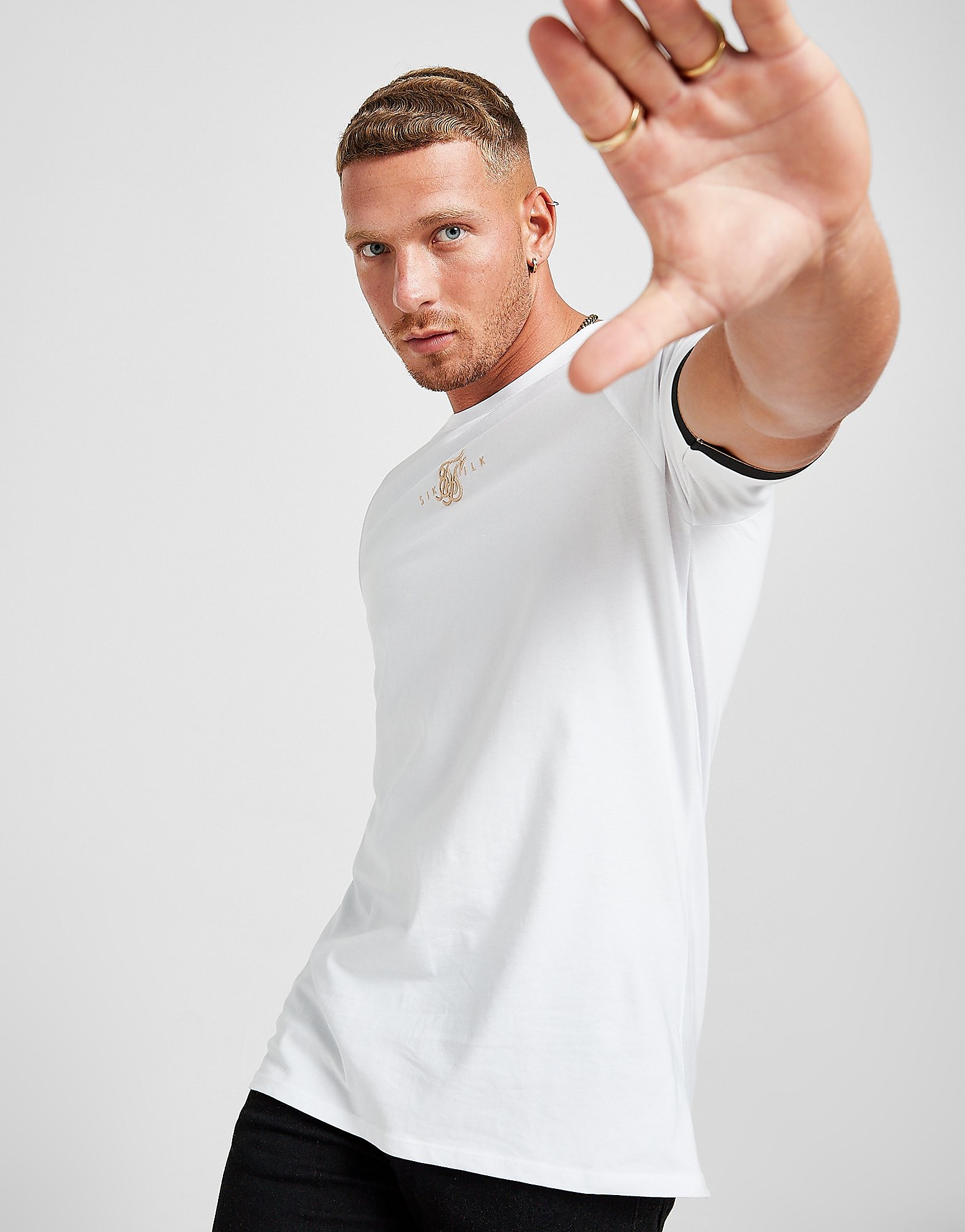 

SikSilk Dual Cuff T-Shirt - White - Mens, White