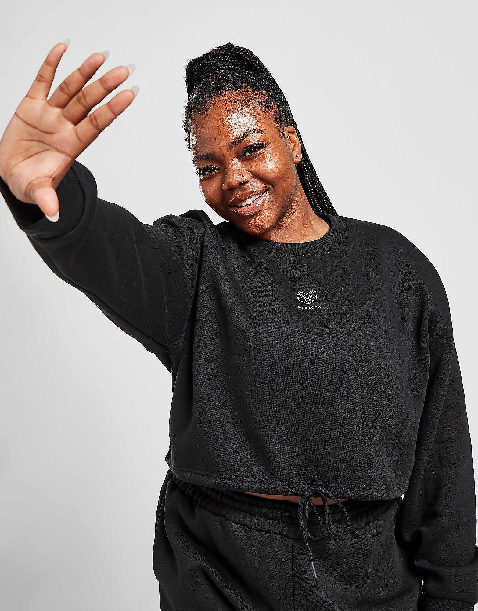

Pink Soda Sport Essentials Plus Size Cropped Crew Neck Sweatshirt - Only at JD - Black - Womens, Black