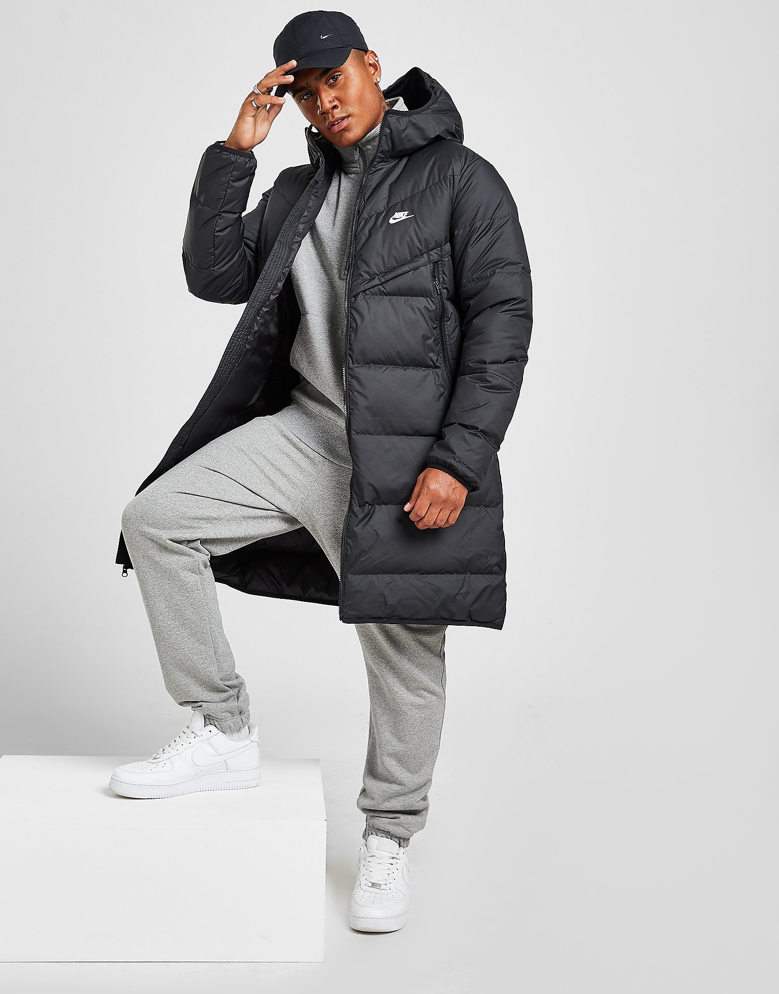 Nike Down Long Parka Jacket - Black - Mens, Black
