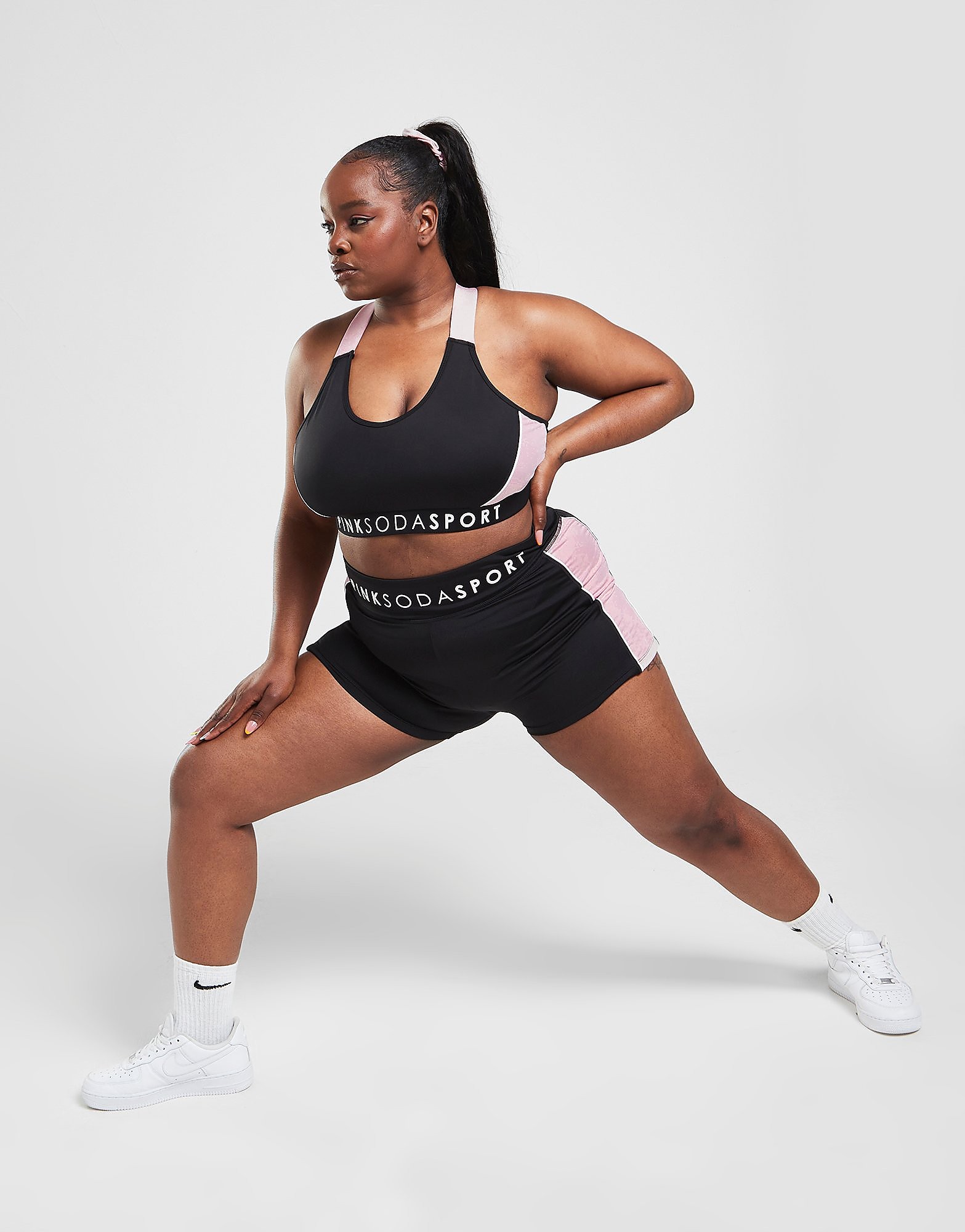 

Pink Soda Sport Plus Size Bum Sculpt Colour Block 3" Shorts - Only at JD - Black - Womens, Black