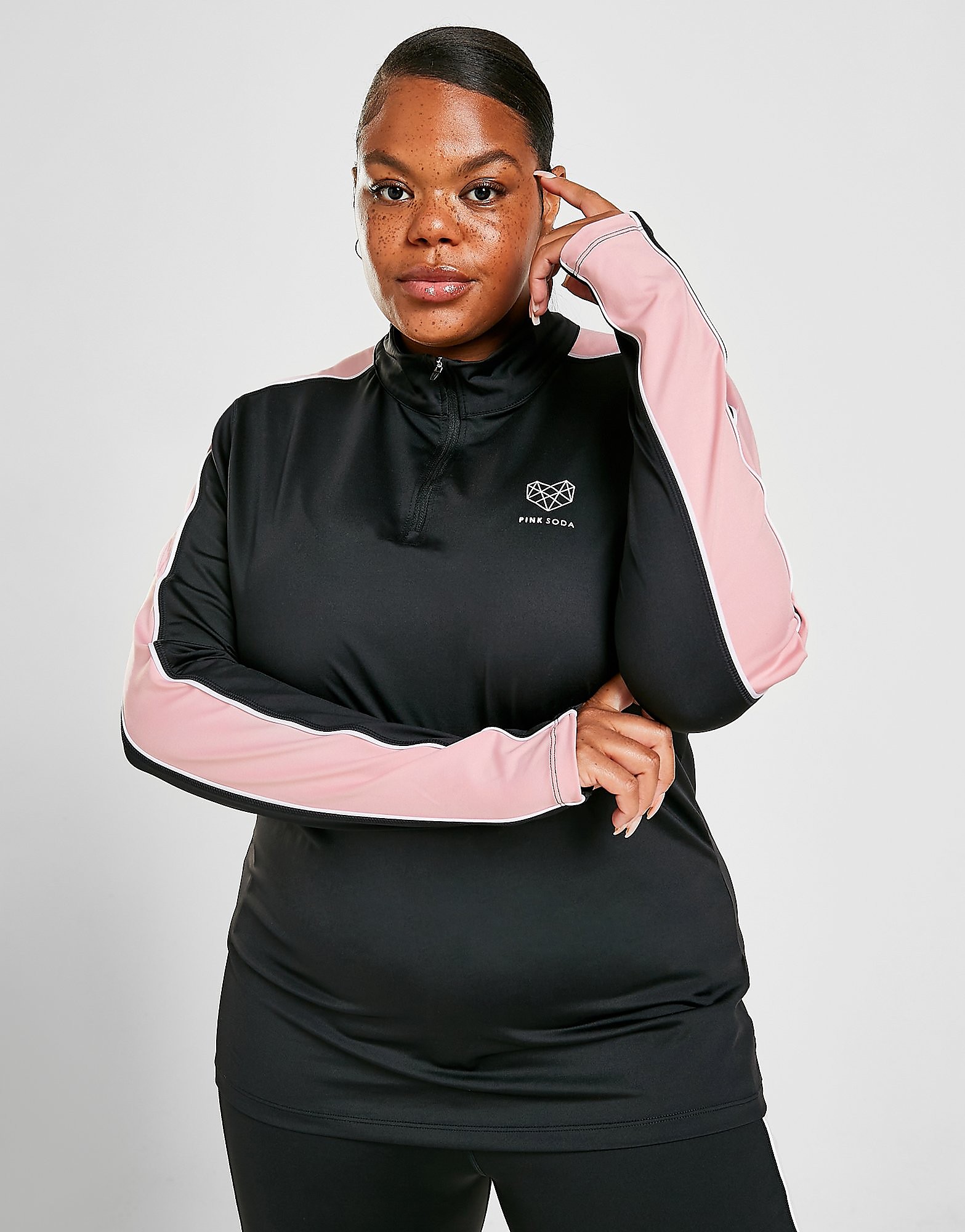 

Pink Soda Sport Colour Block 1/4 Zip Plus Size Top - Only at JD - Black/Pink - Womens, Black/Pink