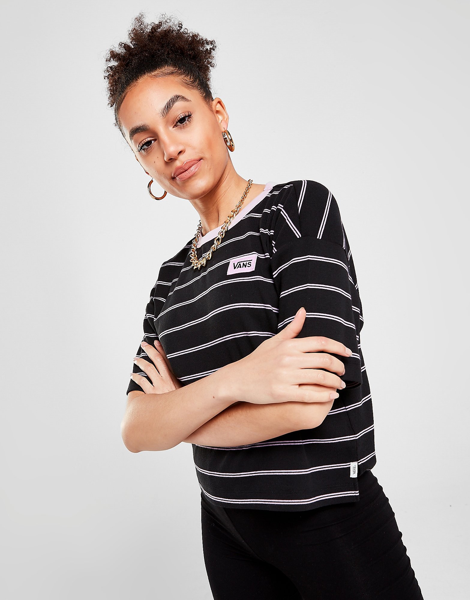 

Vans Stripe Crop T-Shirt - Black - Womens, Black