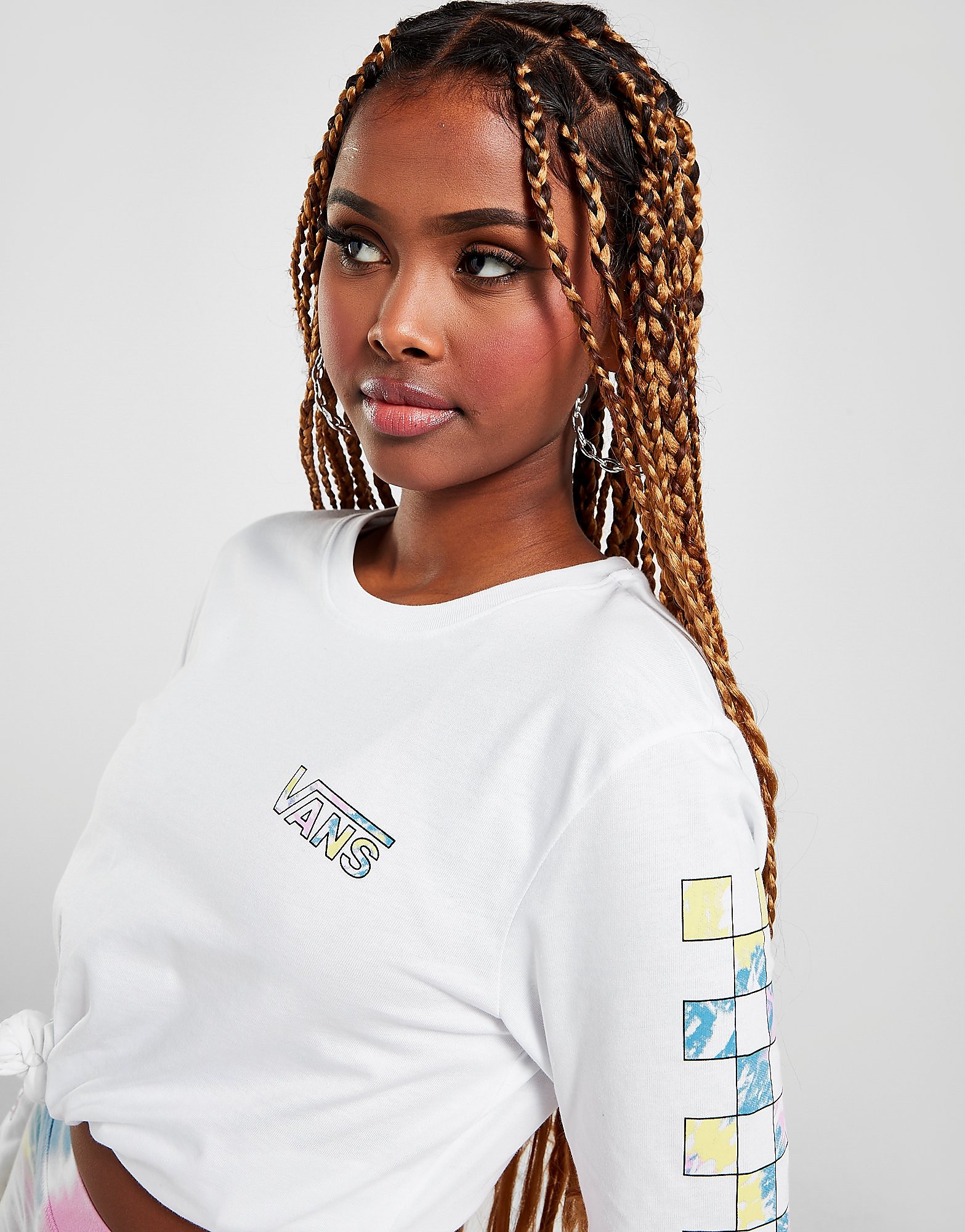 

Vans Tie Dye Vibe Long Sleeve T-Shirt - White - Womens, White