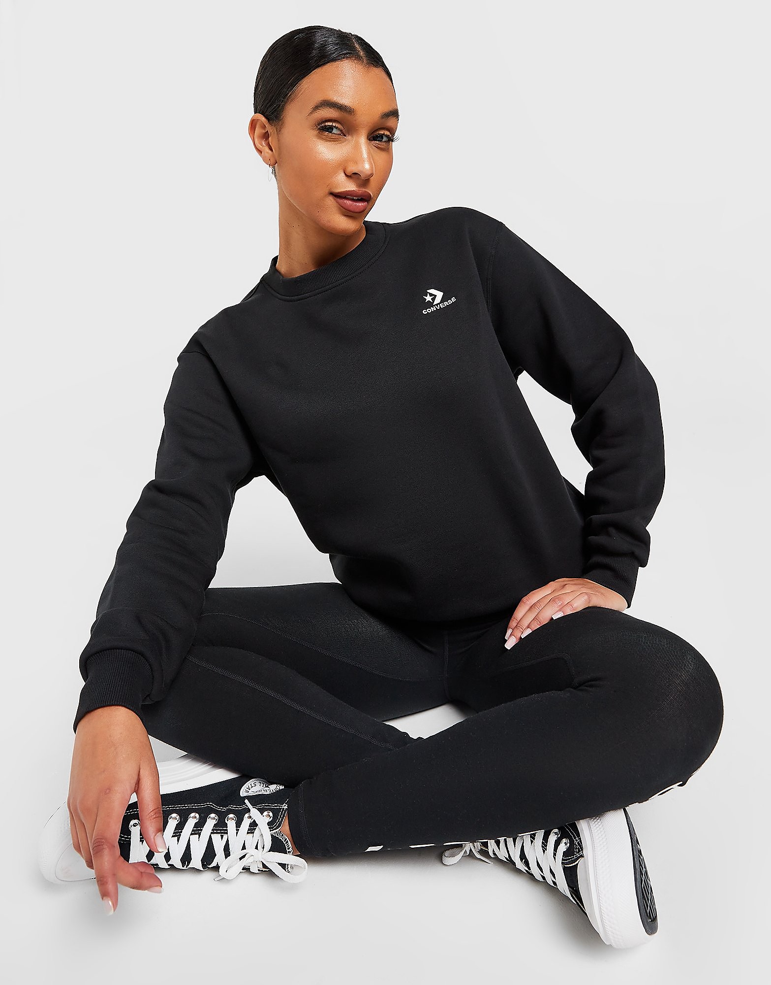 

Converse Chevron Crew Sweatshirt - Black - Womens, Black