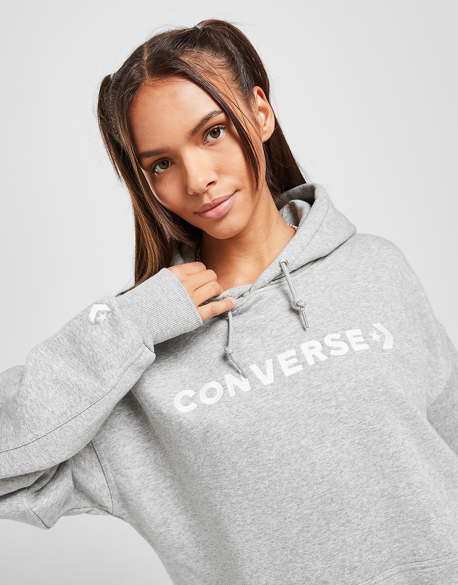 

Converse Oversized Embroidered Logo Hoodie - Grey - Womens, Grey