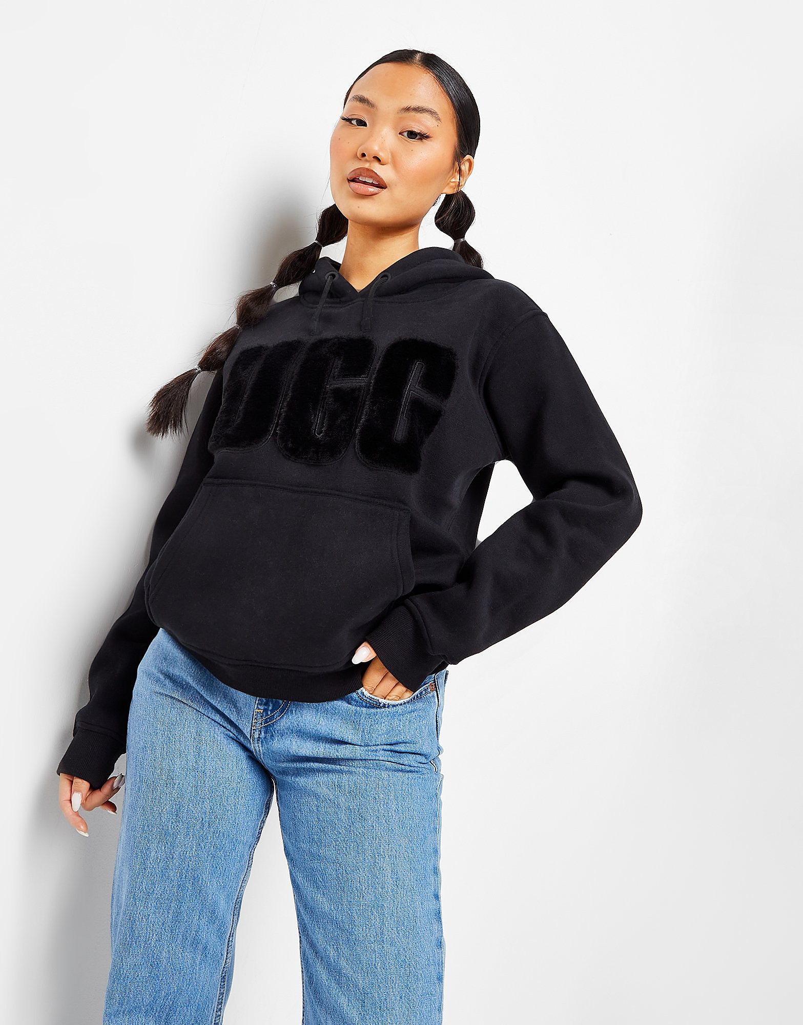 

UGG Fuzzy Logo Hoodie - Black - Womens, Black