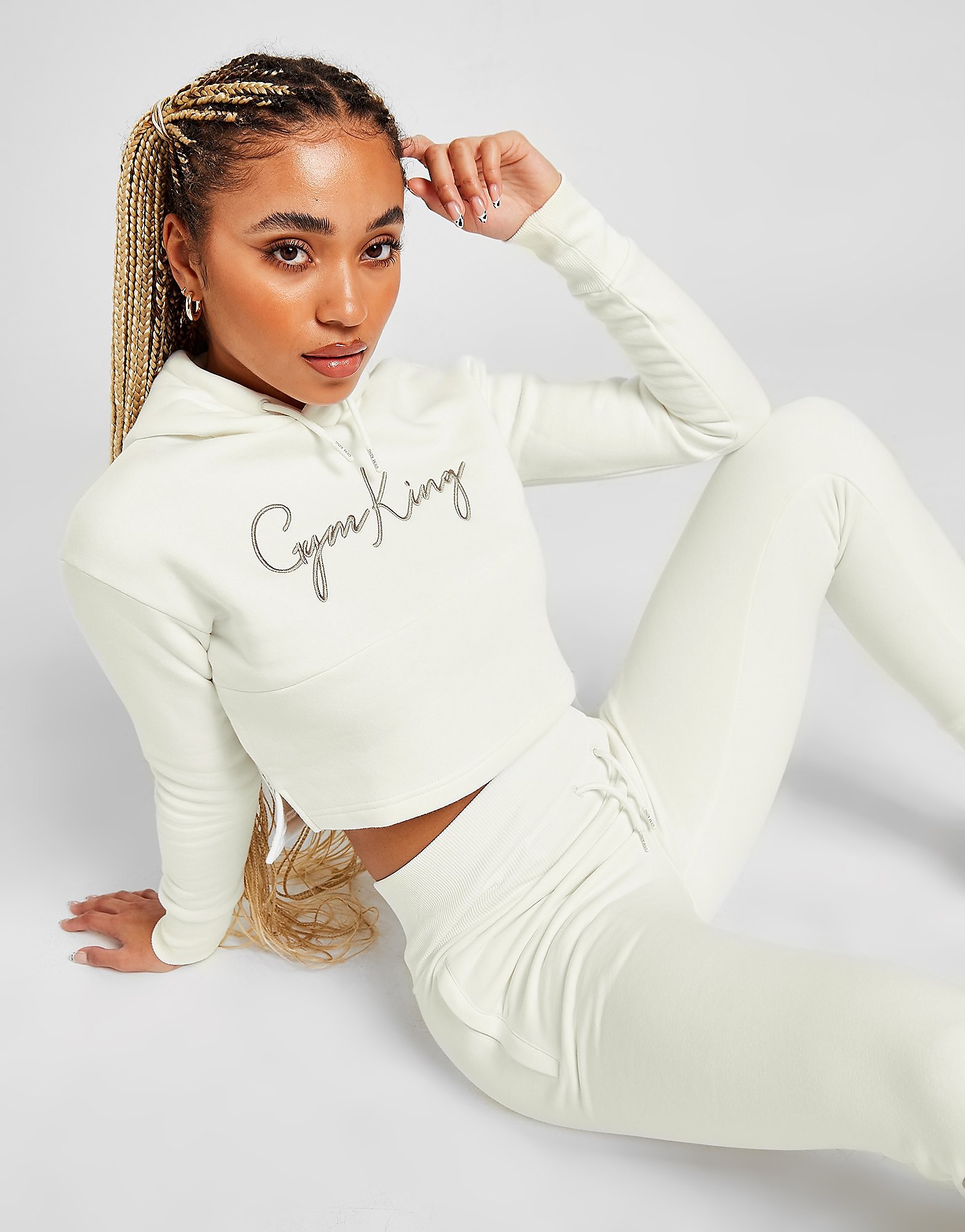 

Gym King Sky Crop Logo Hoodie - White - Womens, White