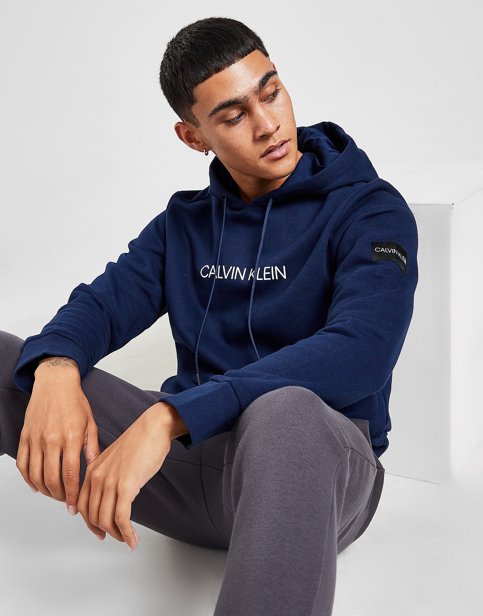 

Calvin Klein Arm Patch Overhead Hoodie - Only at JD - Navy - Mens, Navy