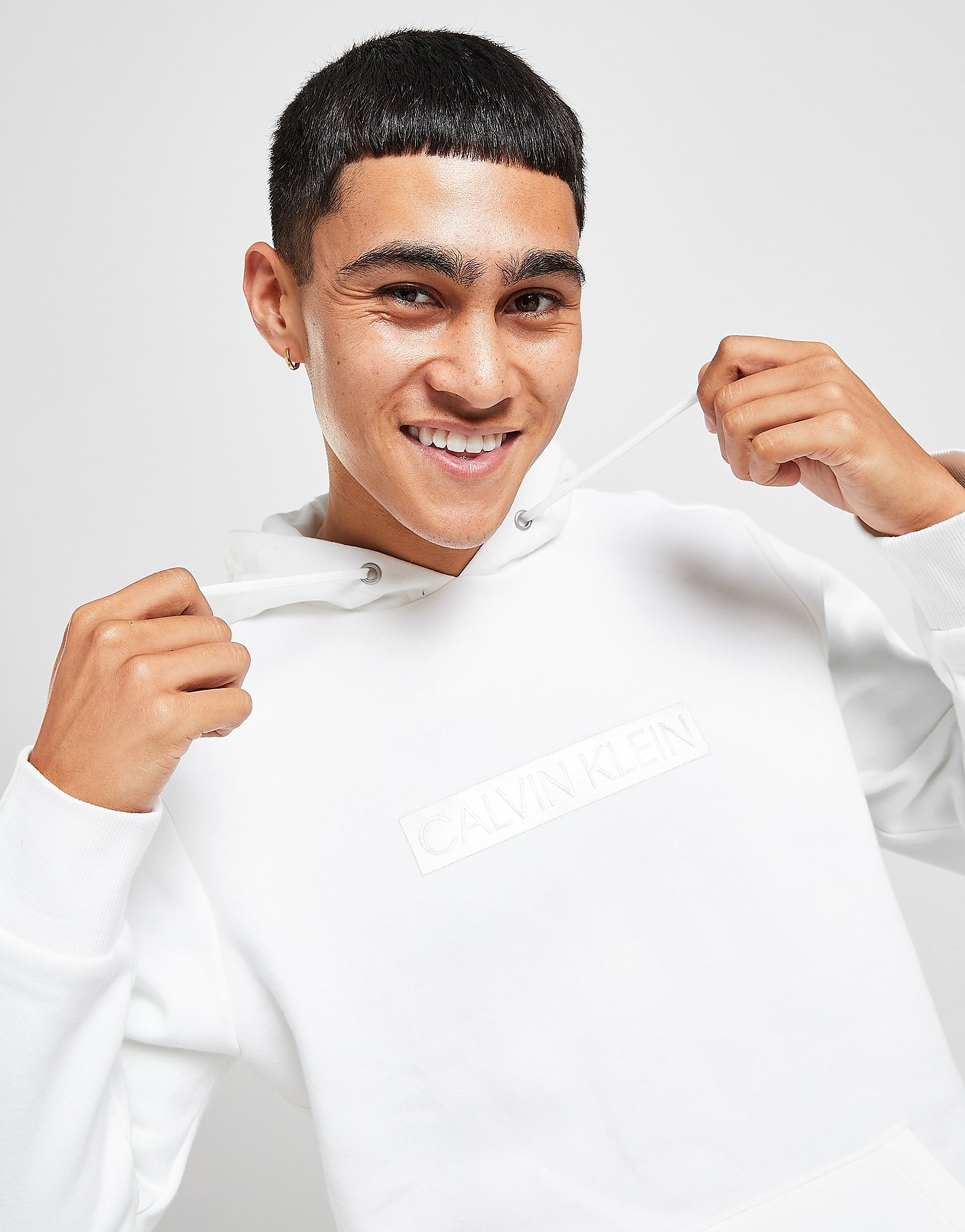 Calvin Klein Embossed Box Logo Hoodie - Only at JD - White - Mens, White