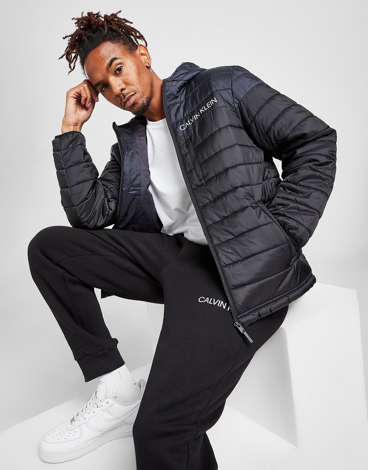 

Calvin Klein Colour Block Bubble Jacket - Black - Mens, Black