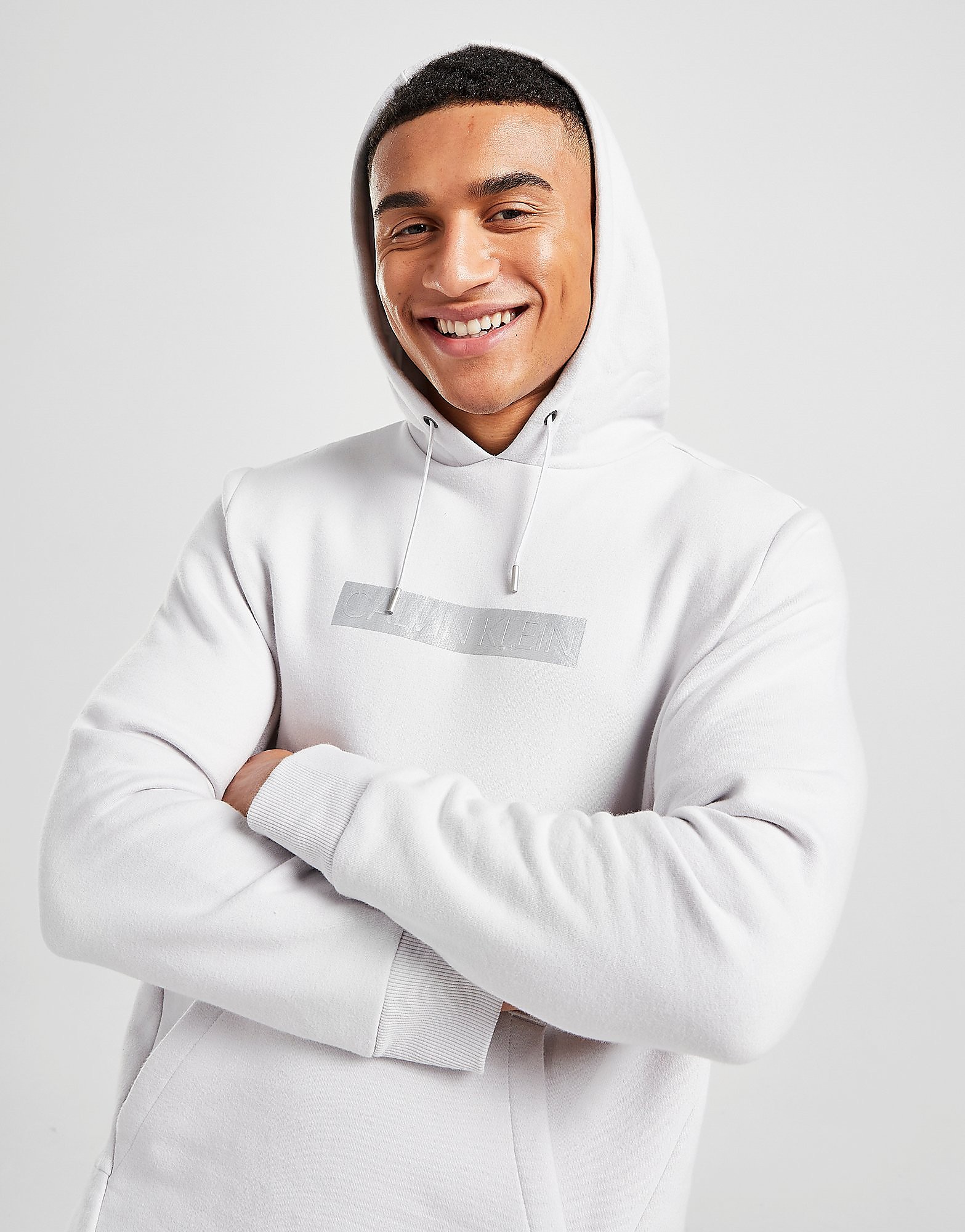 Calvin Klein Embossed Box Logo Hoodie - Only at JD - White - Mens, White