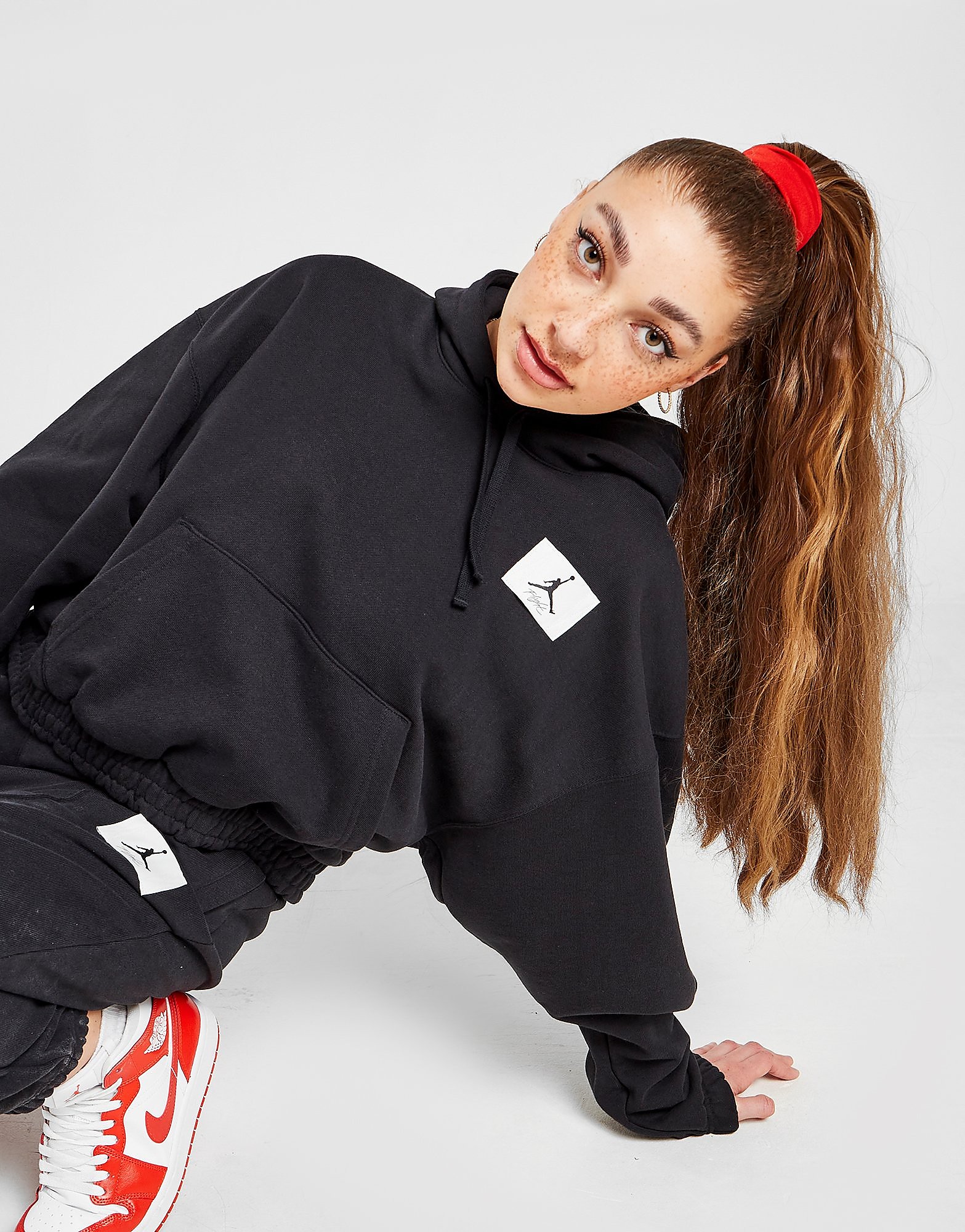

Jordan Flight Essential Hoodie - Black/Red - Womens, Black/Red