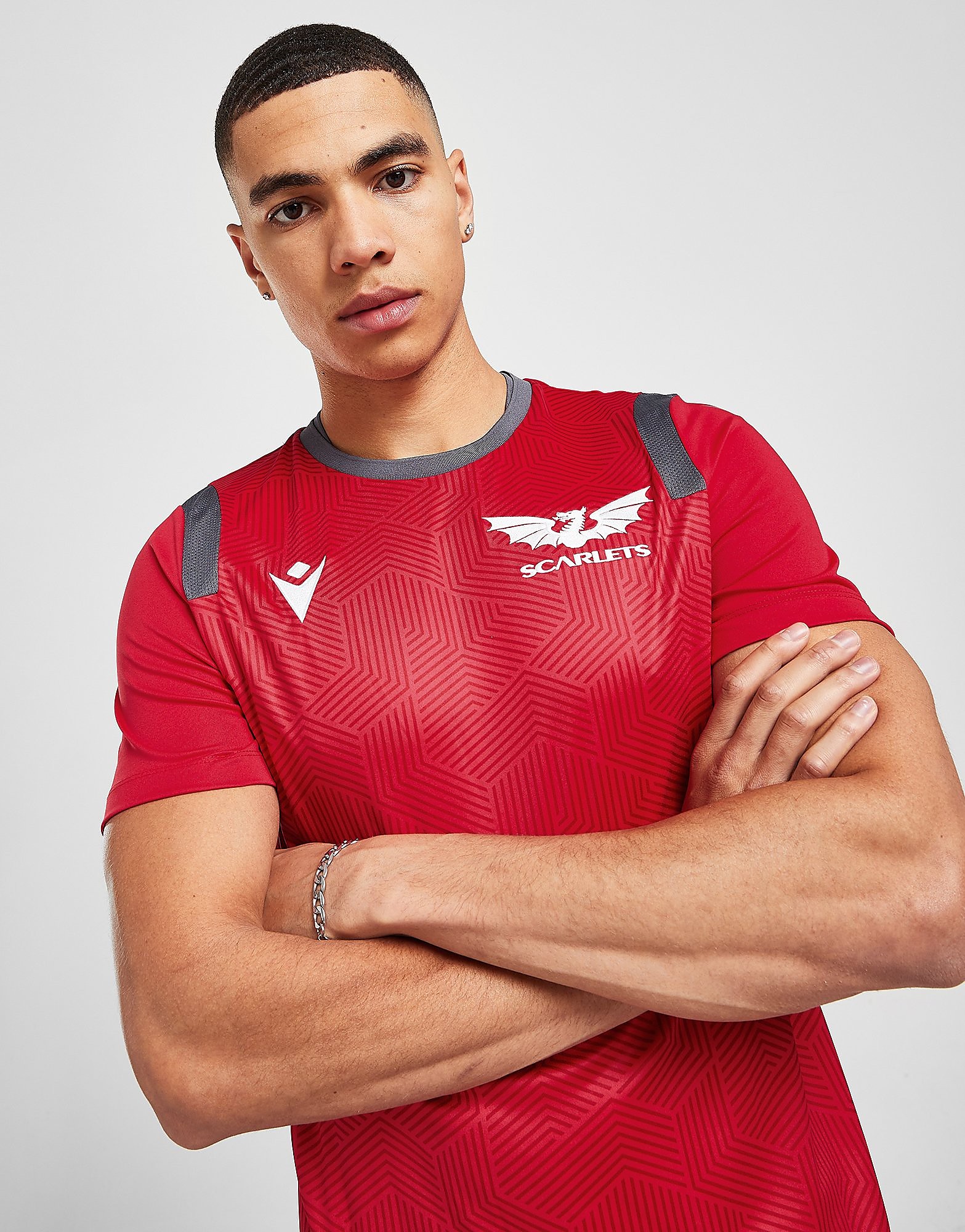 Macron Scarlets 2021/22 Training Shirt - Red - Mens, Red