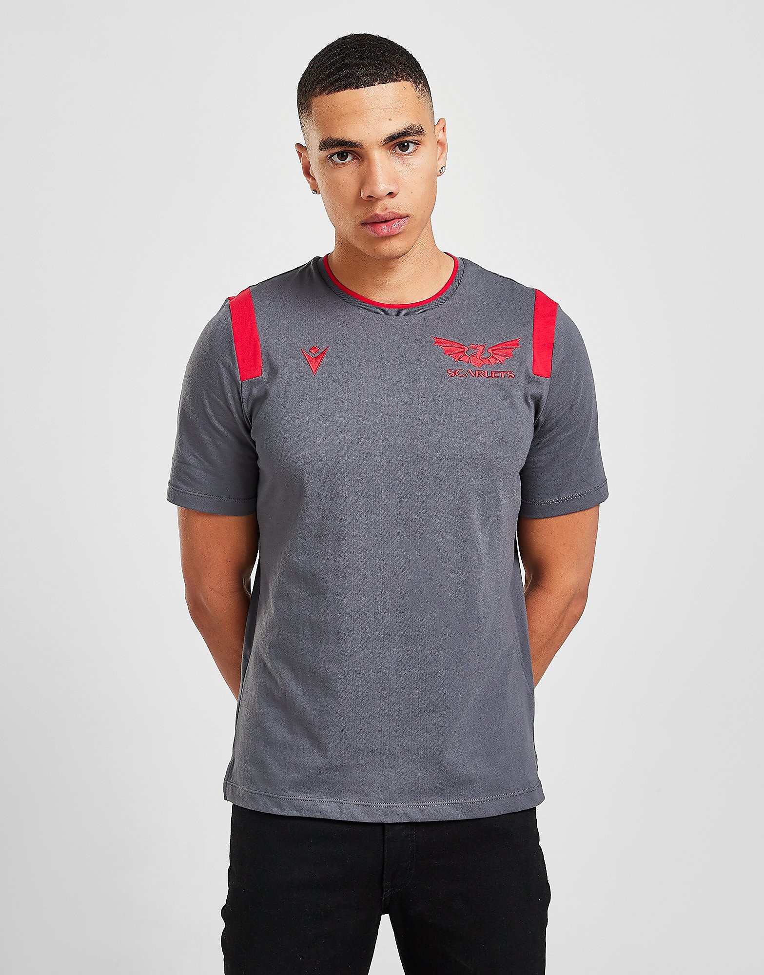 

Macron Scarlets 2021/22 Travel T-Shirt - Grey - Mens, Grey