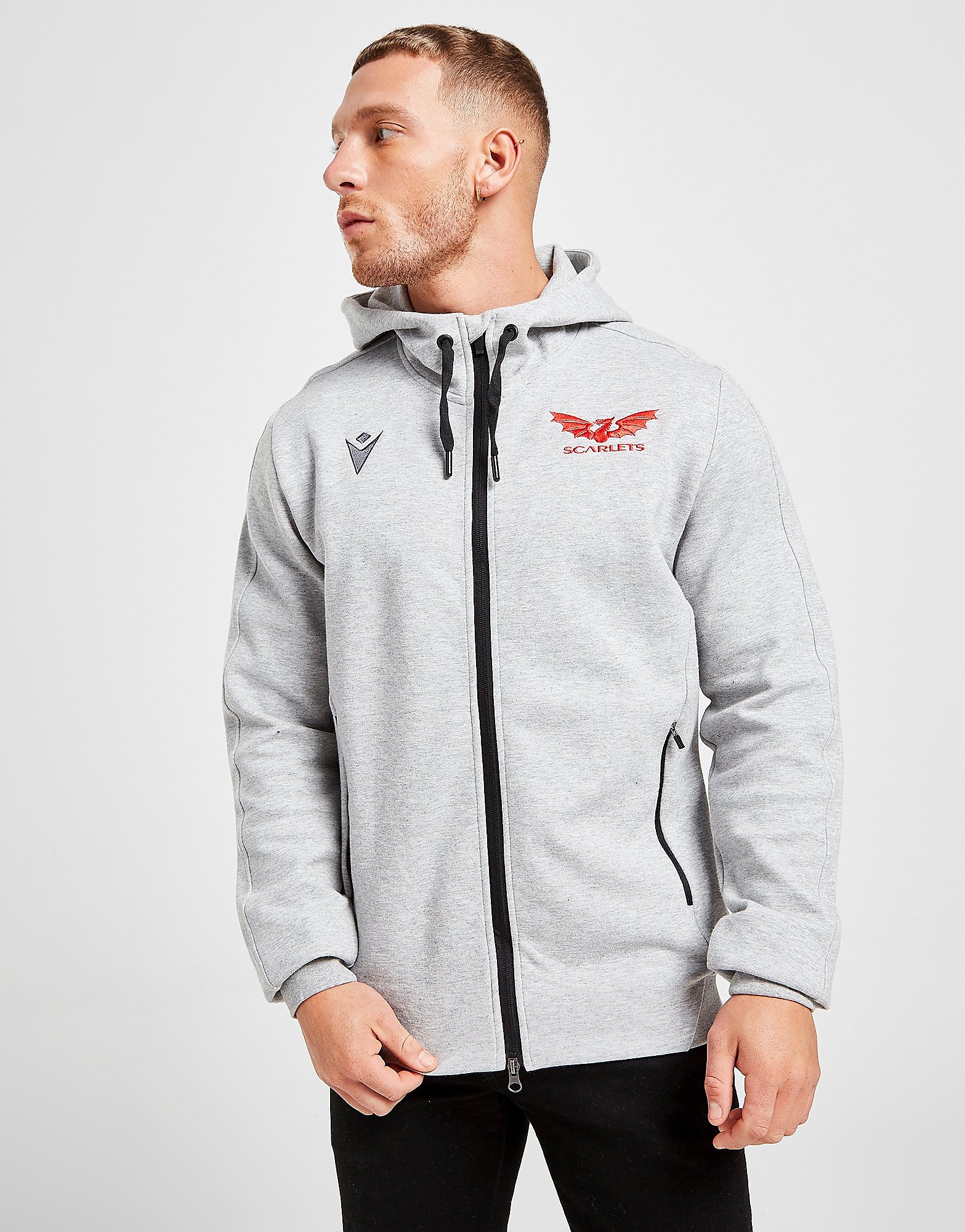 

Macron Scarlets 2021/22 Travel Hoodie - Grey - Mens, Grey