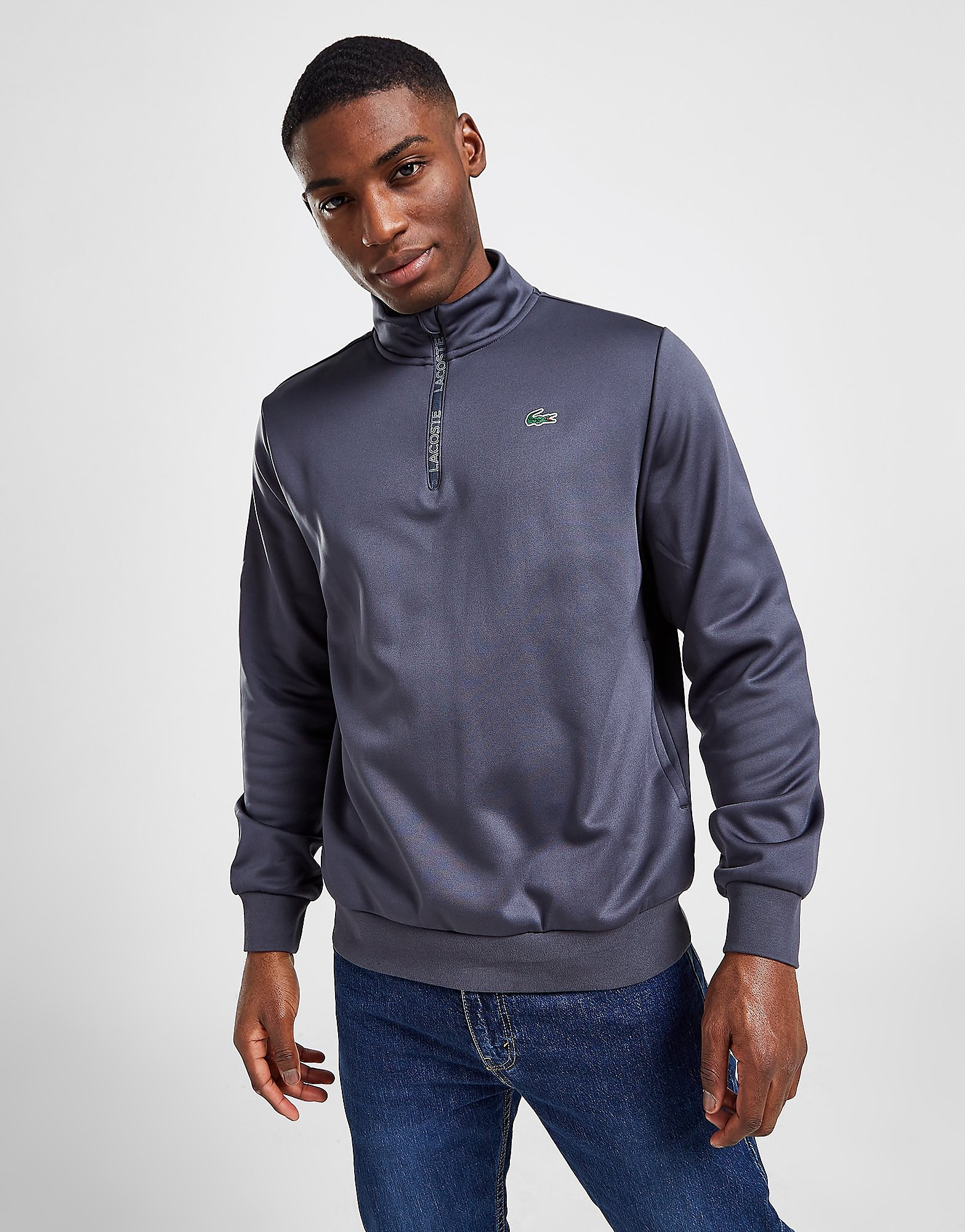 Lacoste Poly Fleece 1/4 Zip Top - Only at JD - Grey - Mens, Grey