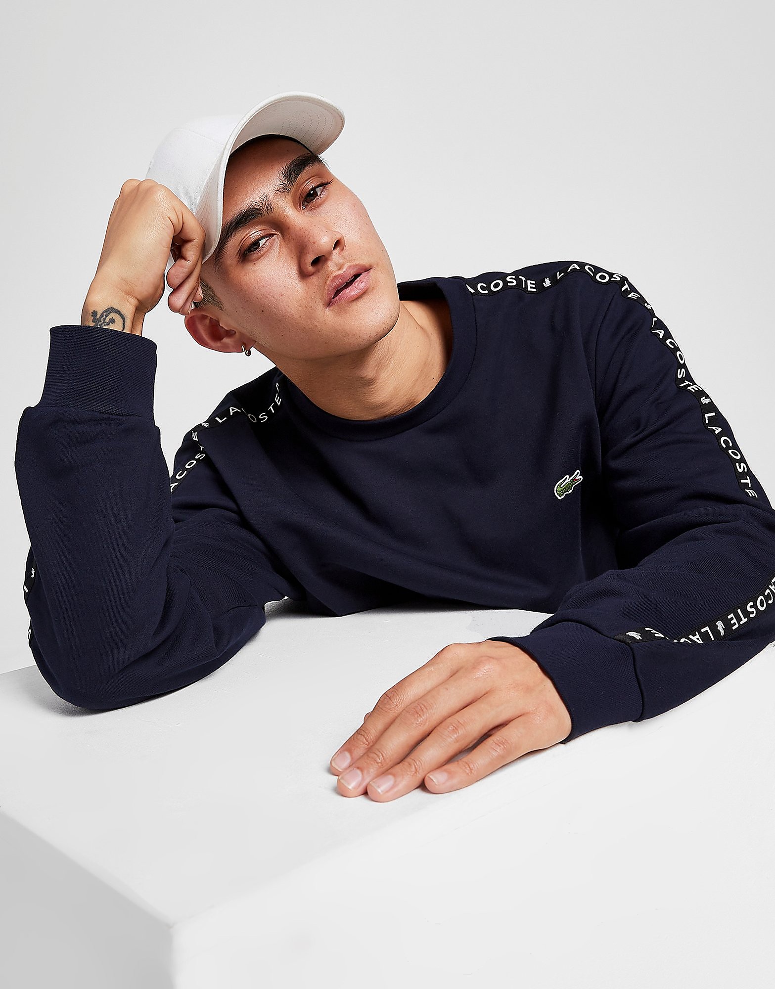 Lacoste Tape Fleece Crew Sweatshirt - Only at JD - Blue - Mens, Blue