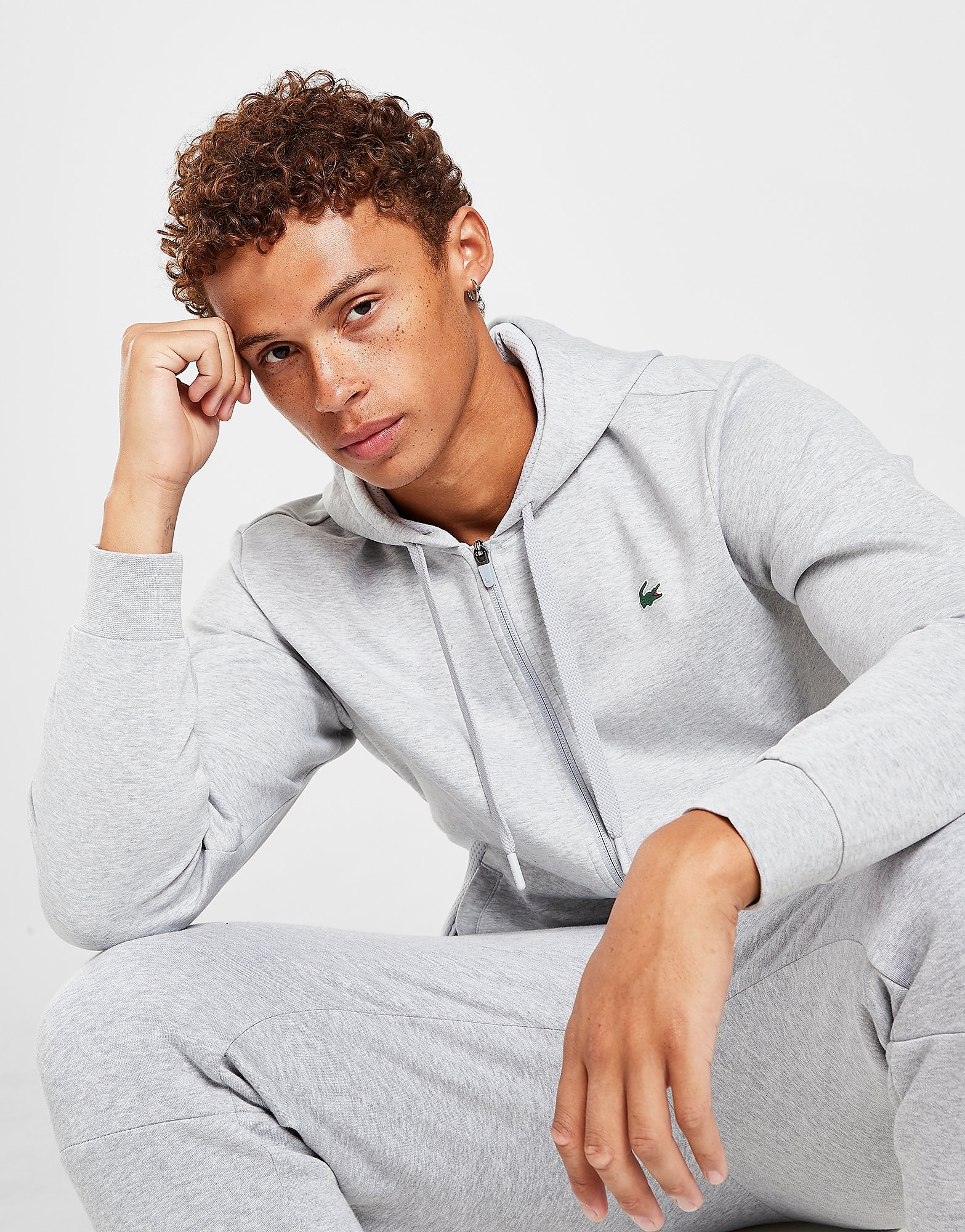 

Lacoste Mesh Panel Full Zip Hoodie - Grey - Mens, Grey