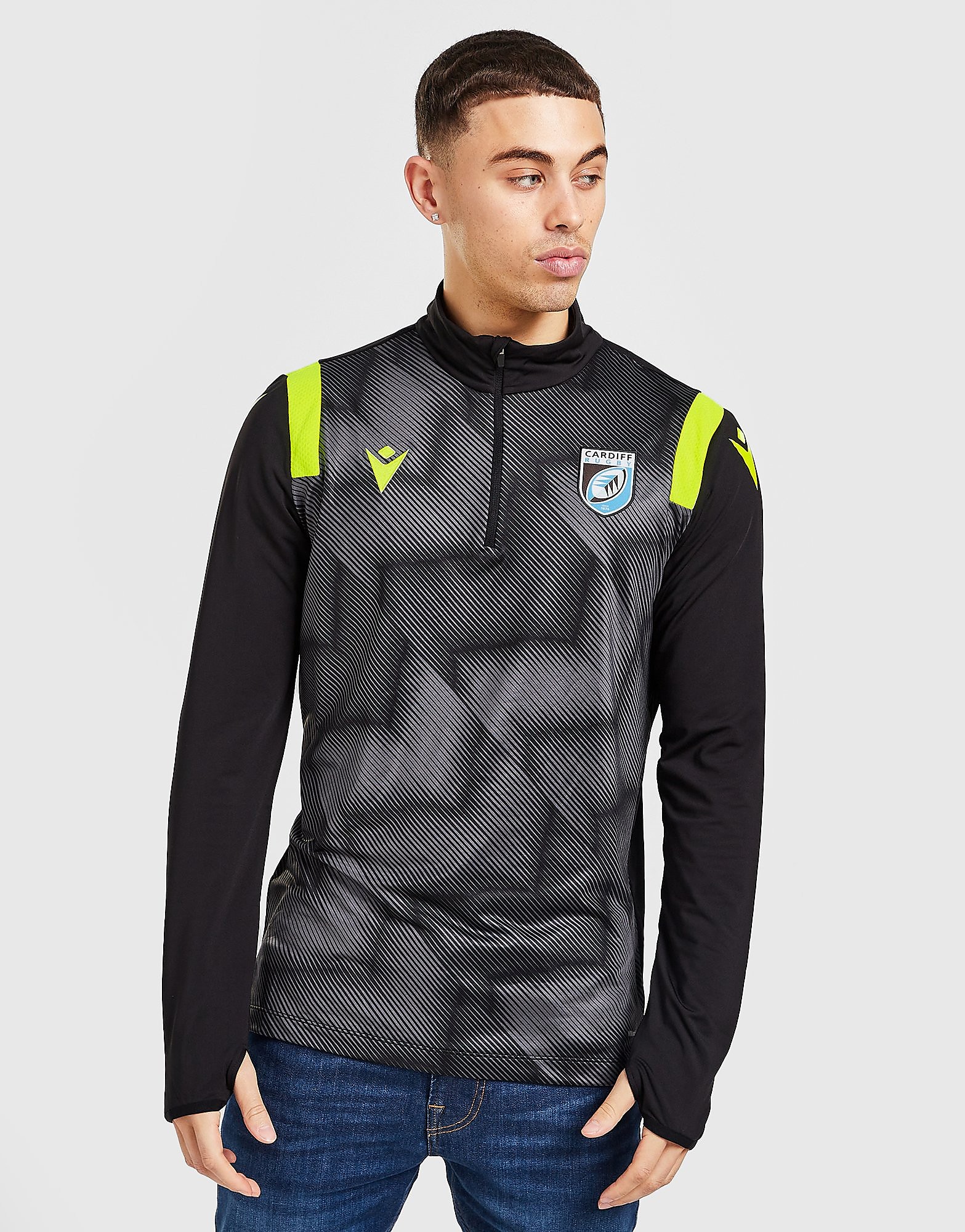 

Macron Cardiff Blues 1/4 Zip Training Top - Black - Mens, Black