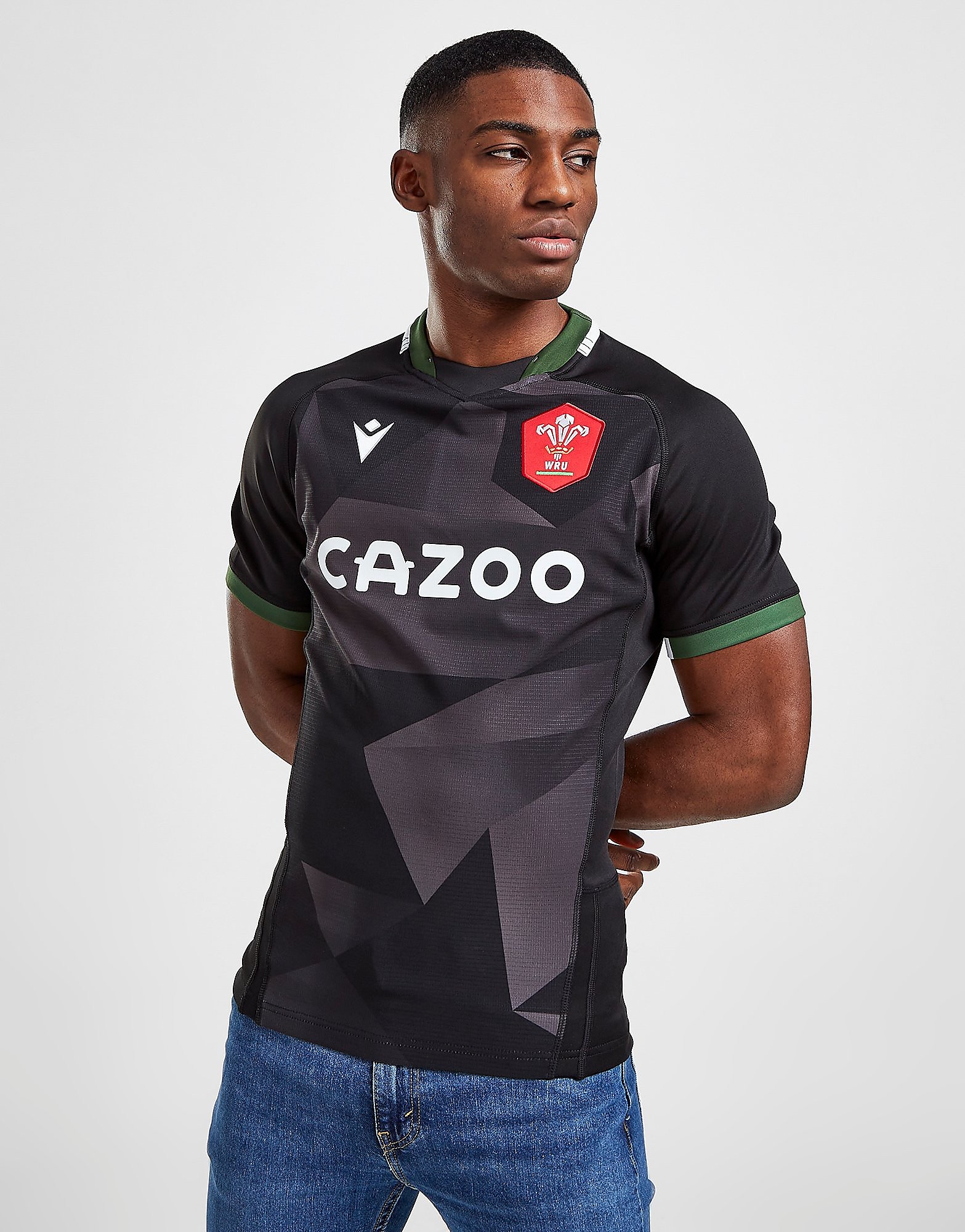 Macron Welsh Rugby Union 2021/22 Away Pro Shirt - Black - Mens, Black