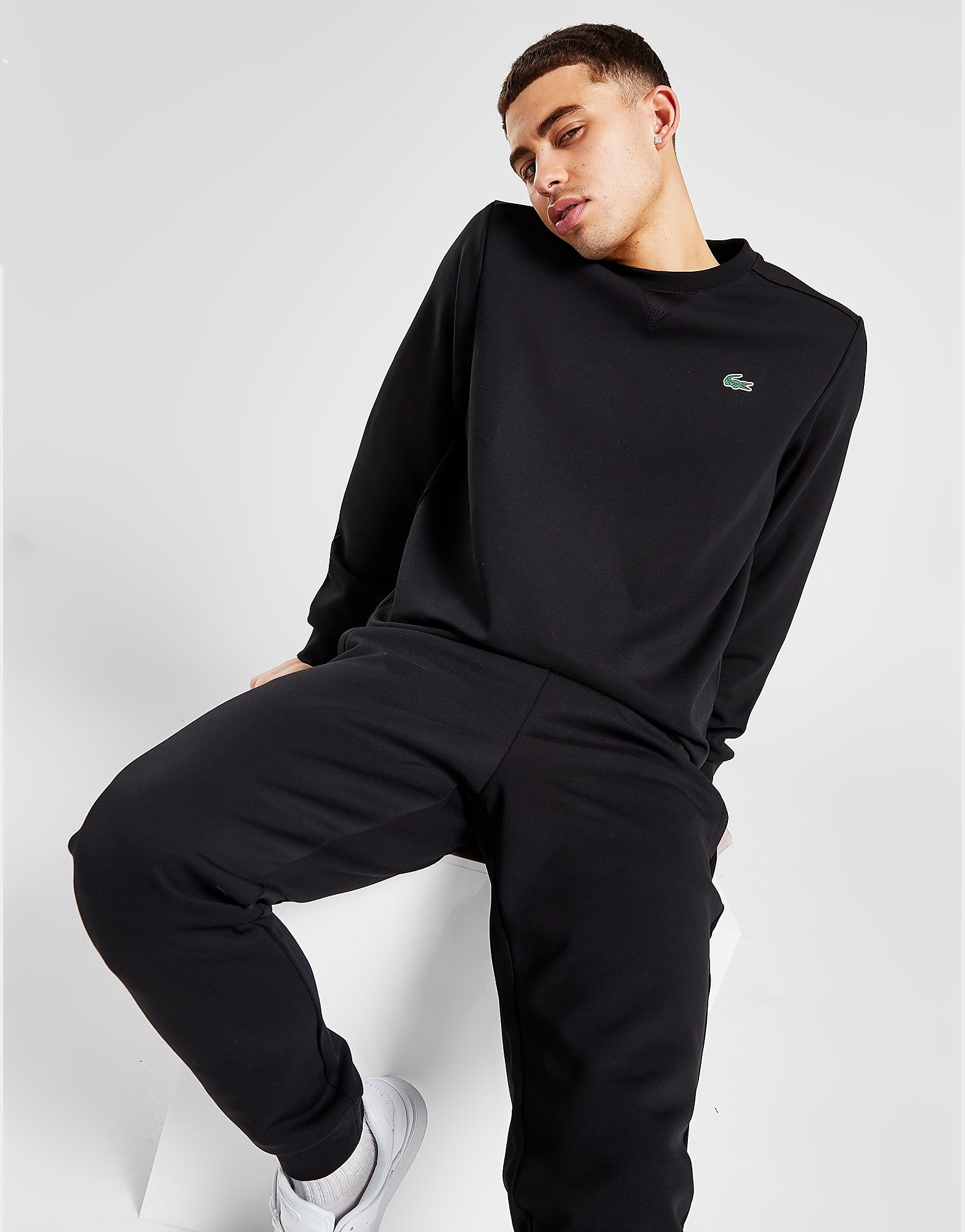 

Lacoste Double Knit Crew Sweatshirt - Black - Mens, Black